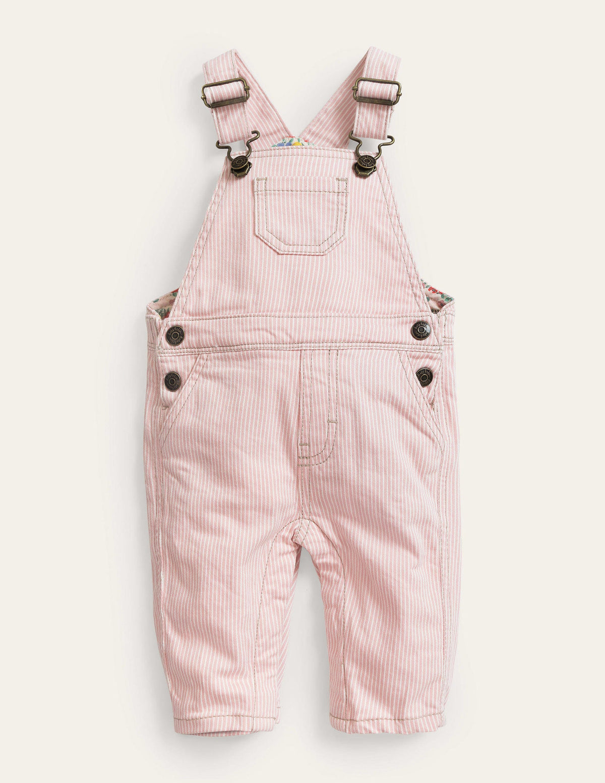 Patch Pocket Dungarees-Boto Pink Ticking - Image 1