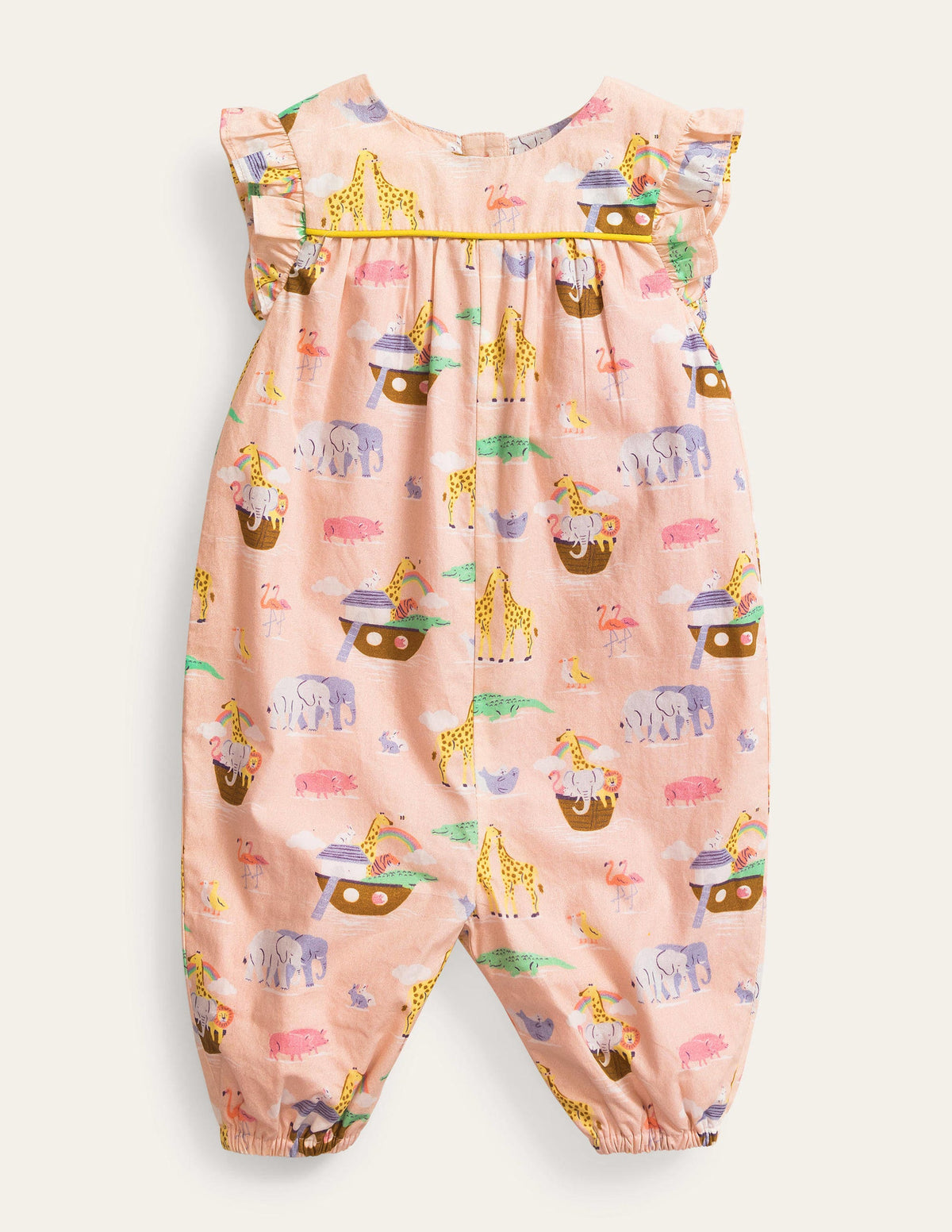 Ruffle Printed Rompers-Provence Dusty Pink Animals - Image 1