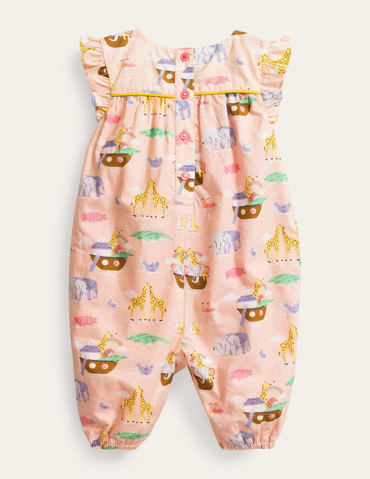 Ruffle Printed Rompers-Provence Dusty Pink Animals-2