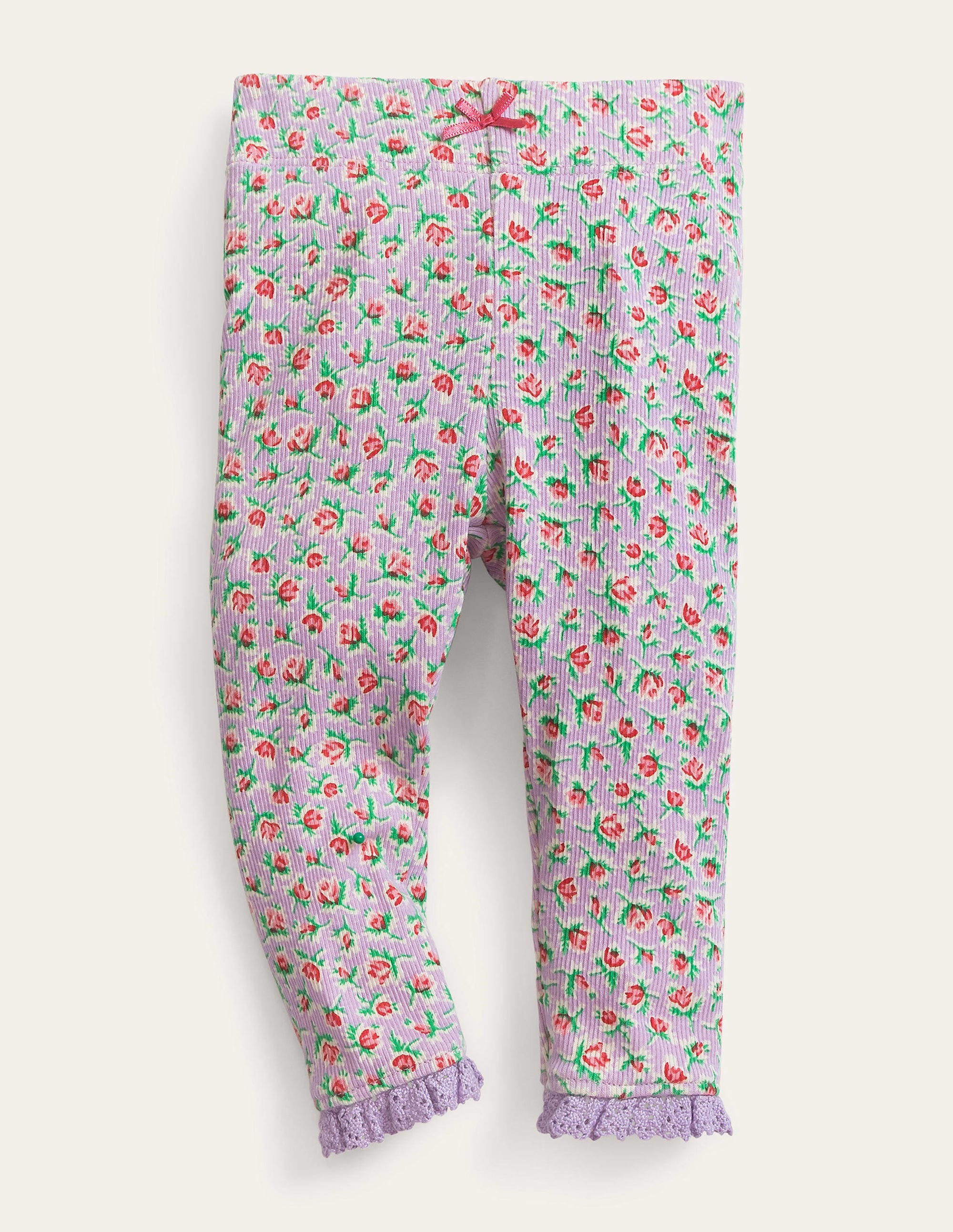 Ribbed Lace Leggings-Lilac Vintage Sprig - Image 1