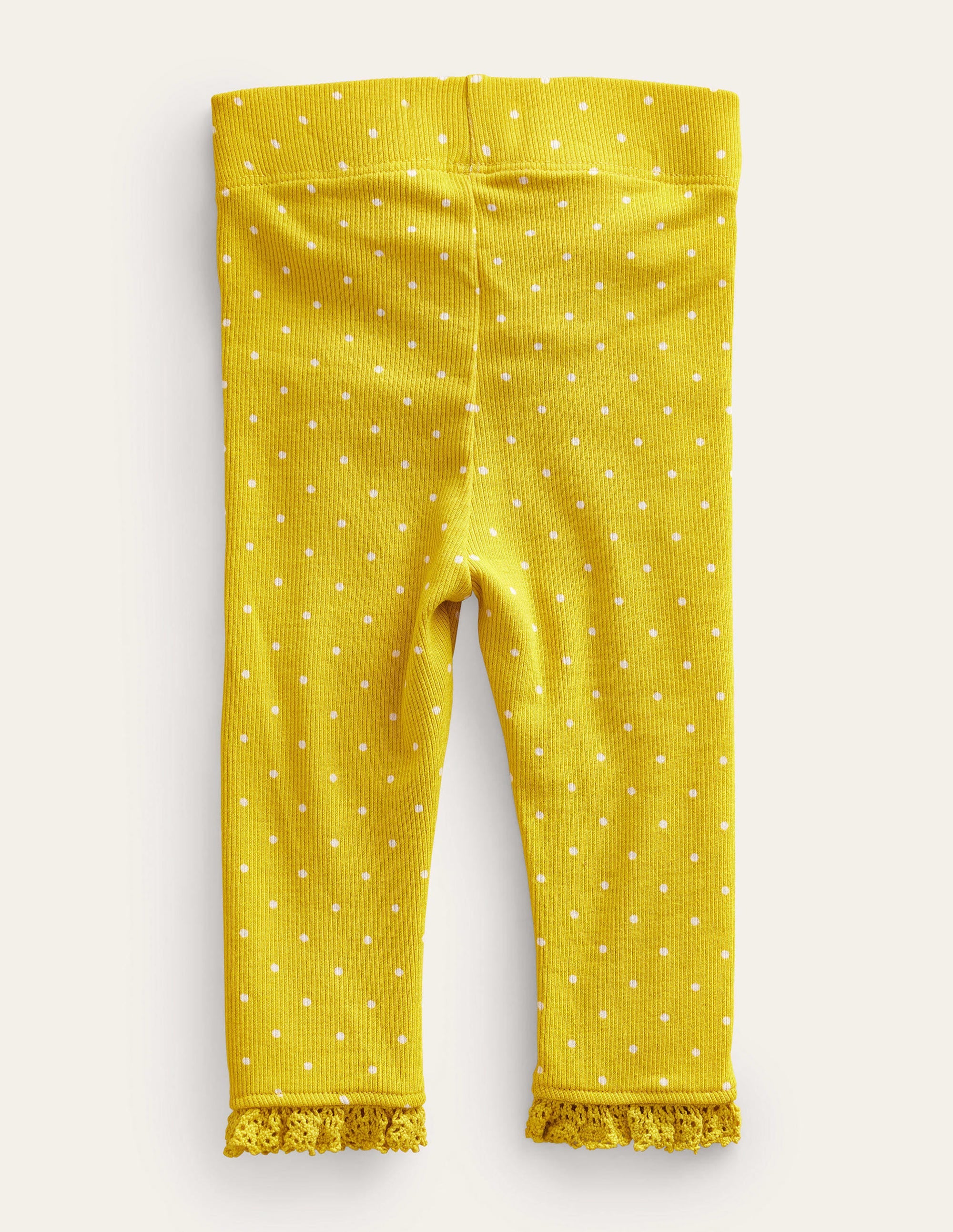 Ribbed Lace Leggings-Sweetcorn Yellow Pin Spot - Image 2