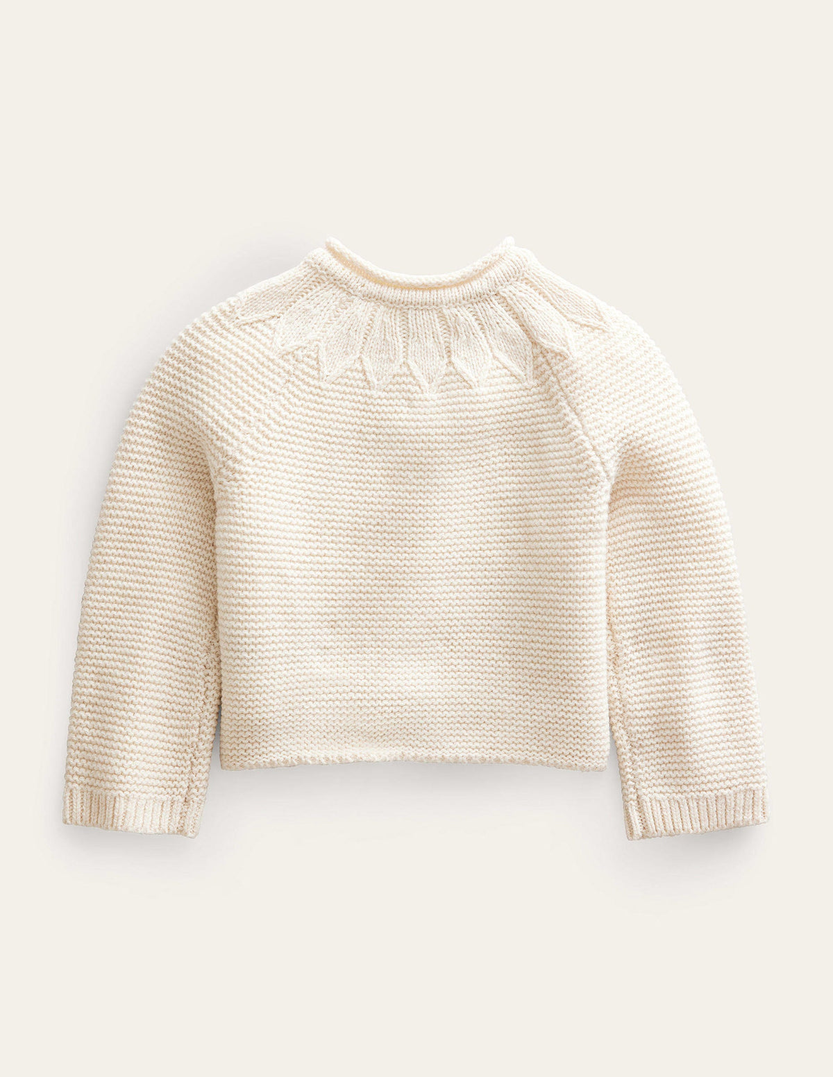 Pointelle Yoke Cardigan-Ivory - Image 2