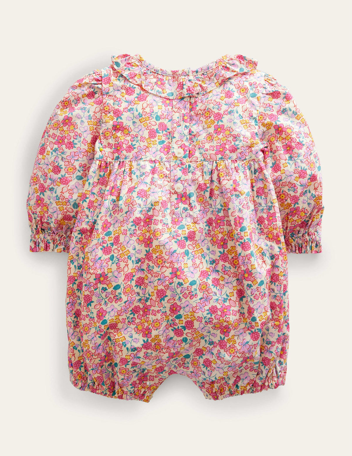 Long Sleeve Woven Romper-Berry Pink Butterfly-2