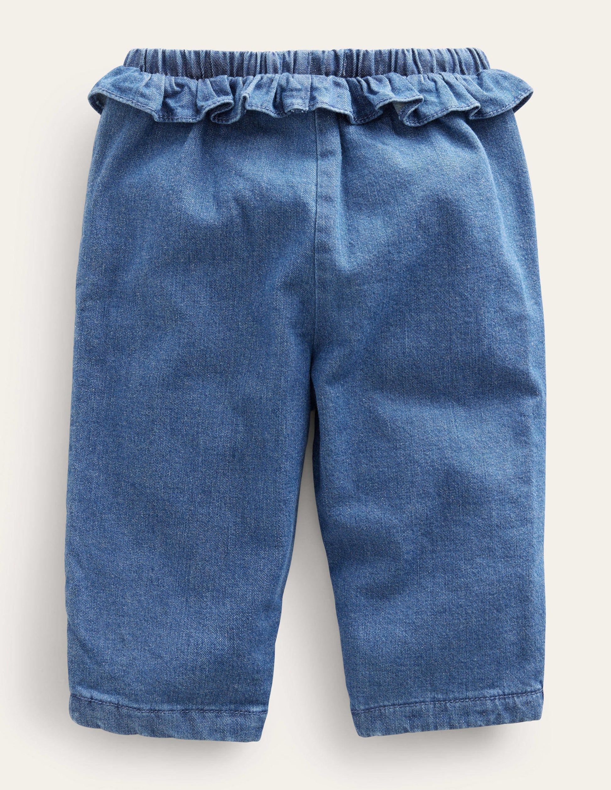 Ruffle Woven Bottoms-Mid Chambray-2