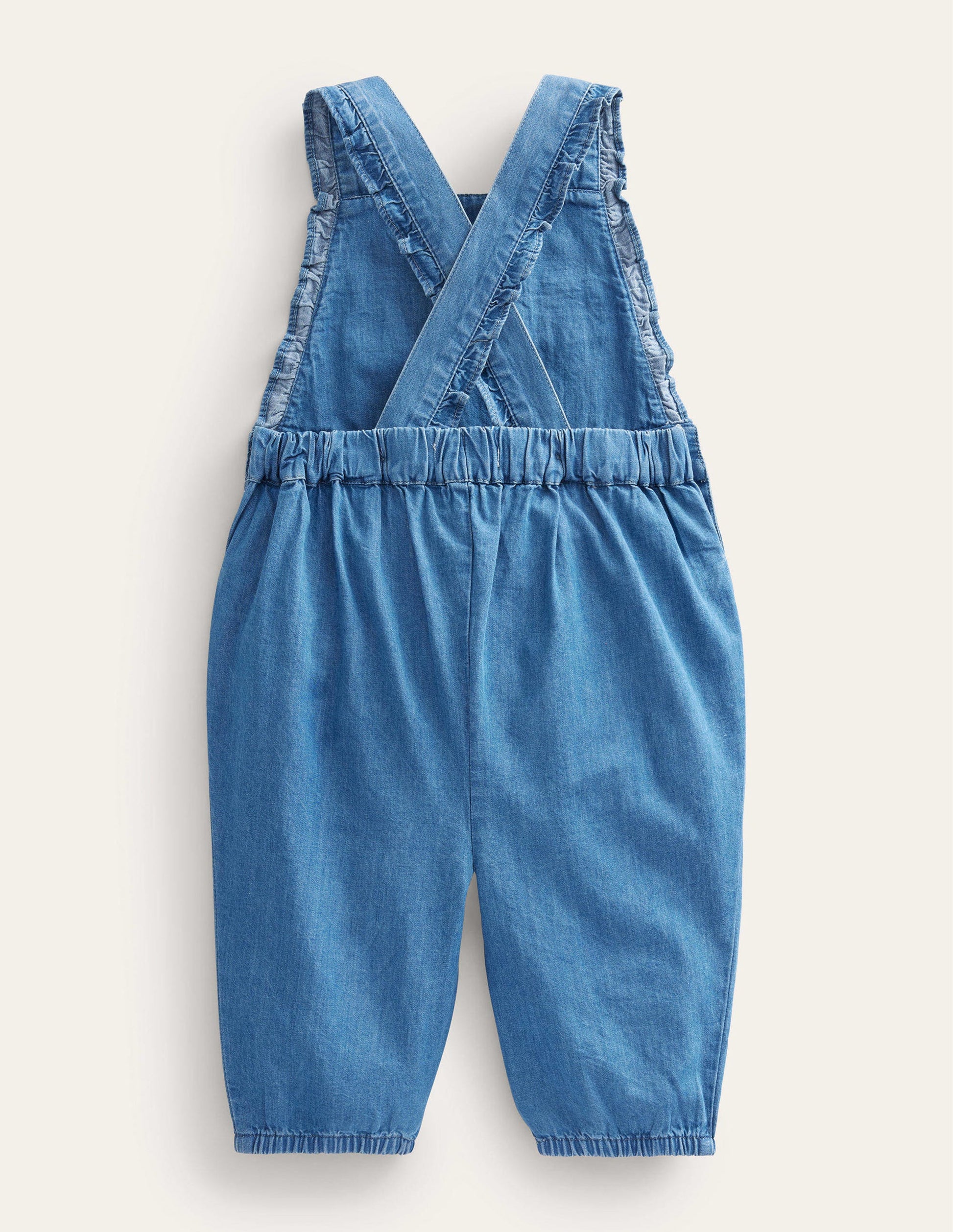 Embroidered Woven Dungaree-Mid Chambray-2