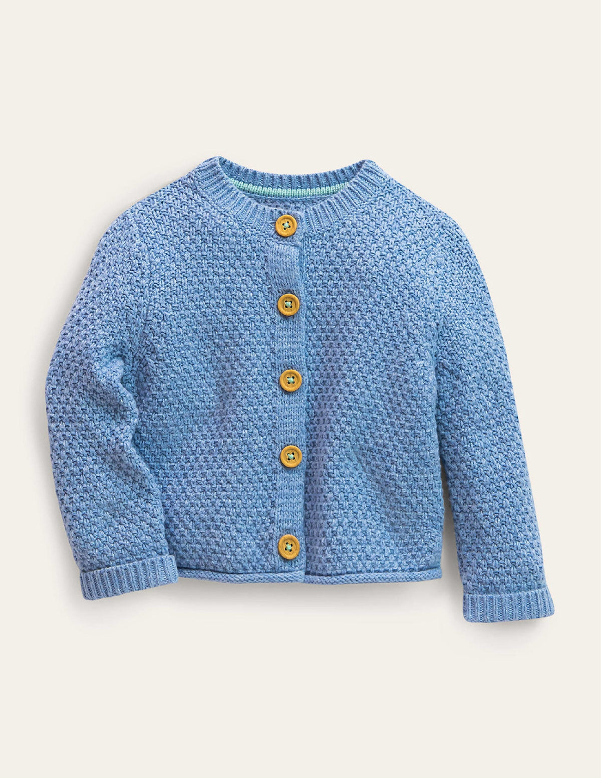 Chunky Textured Cardigan-Dusty Blue Marl - Image 1