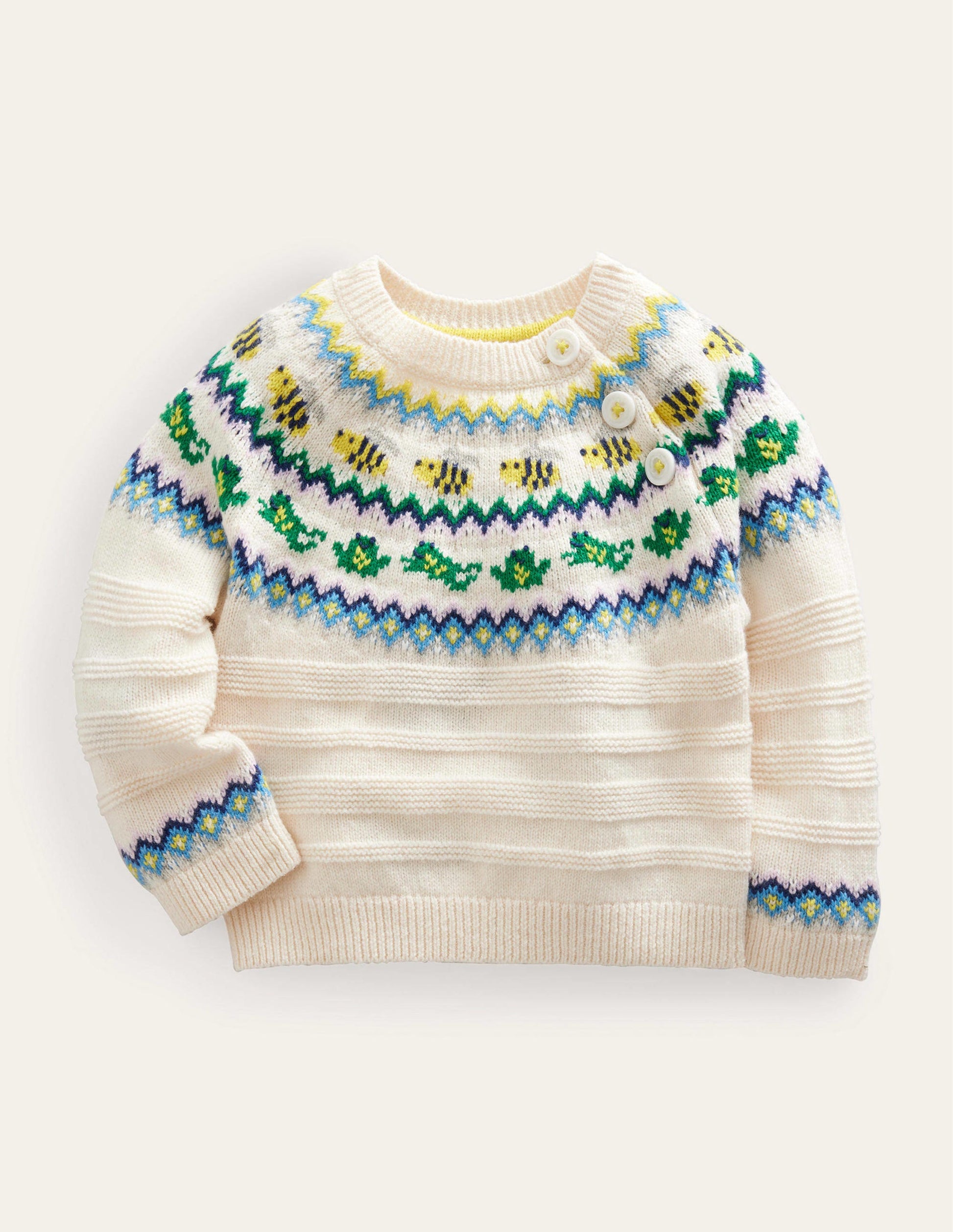 Fair Isle Jumper-Oatmeal Marl Frogs-1