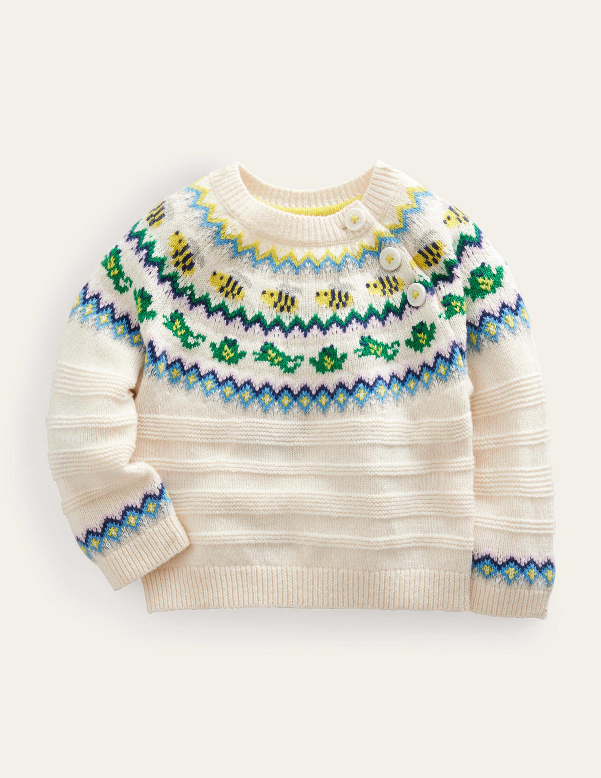 Fair Isle Jumper-Oatmeal Marl Frogs - Image 1