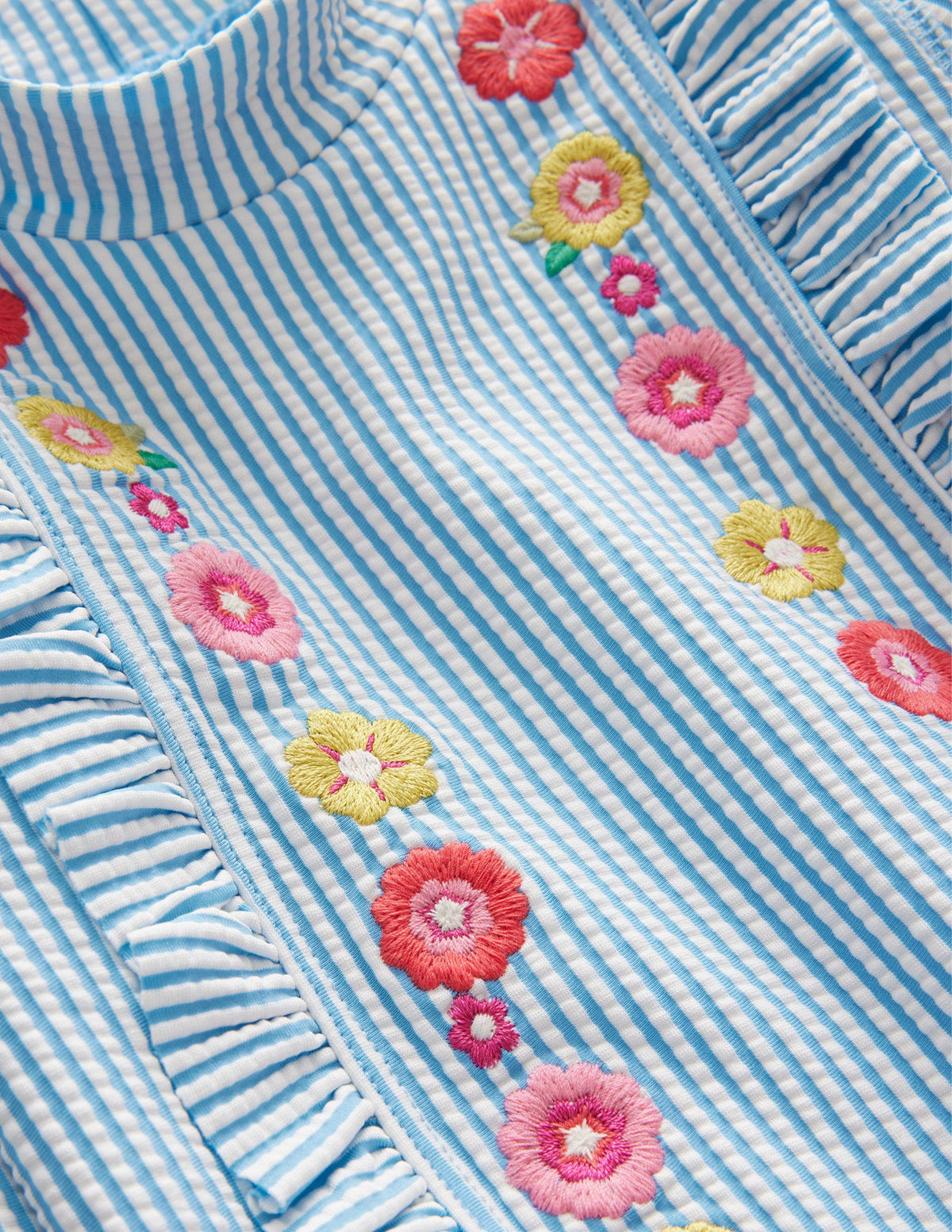 Frilly Rash Vest Set-Surfboard Blue, Ivory Stripe - Image 3