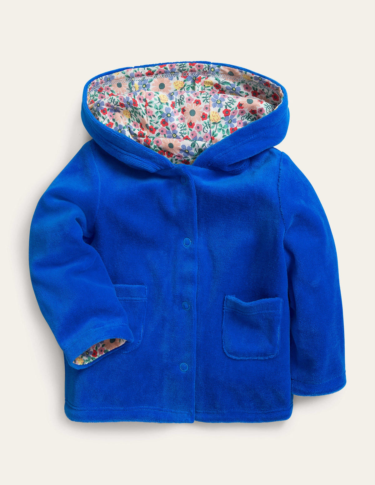 Jersey Velvet Hooded Jacket-Penzance Blue-1