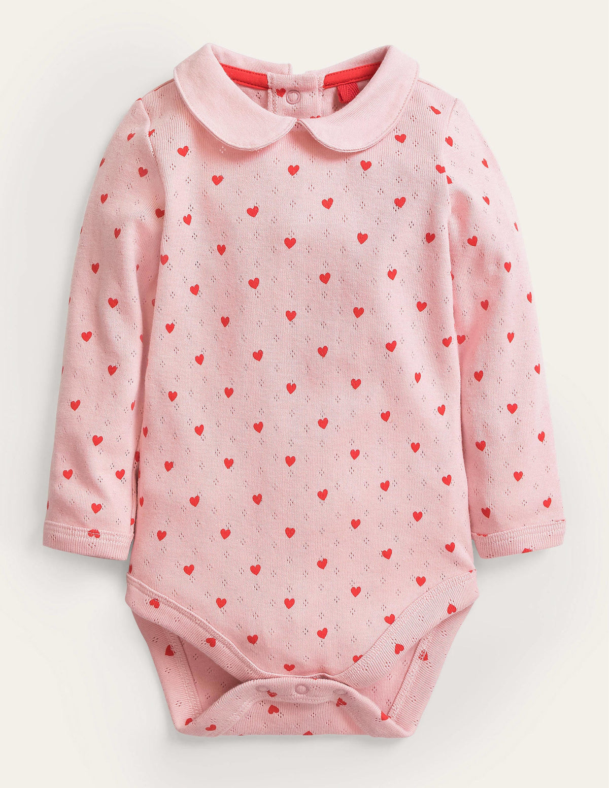 Pointelle Collared Body-Boto Pink Tiny Hearts - Image 1
