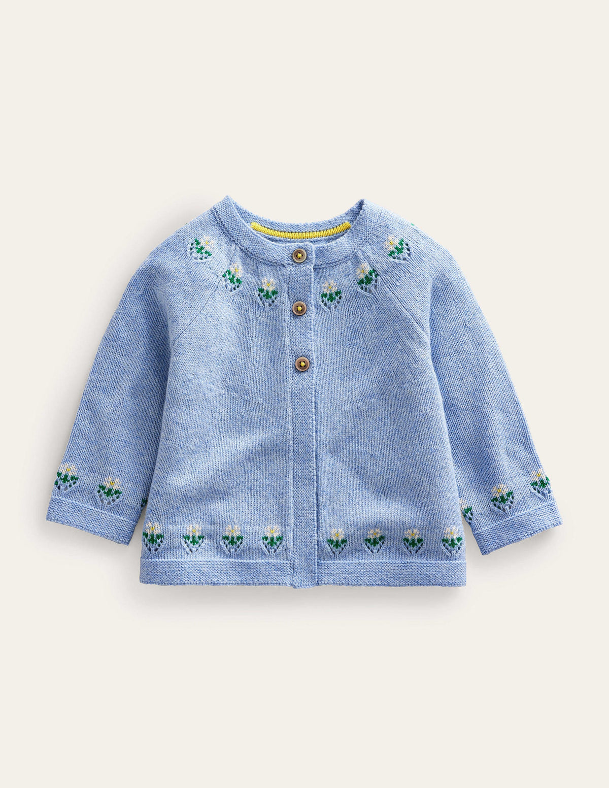 Embroidered Flower Cardigan-Brunnera Blue-1
