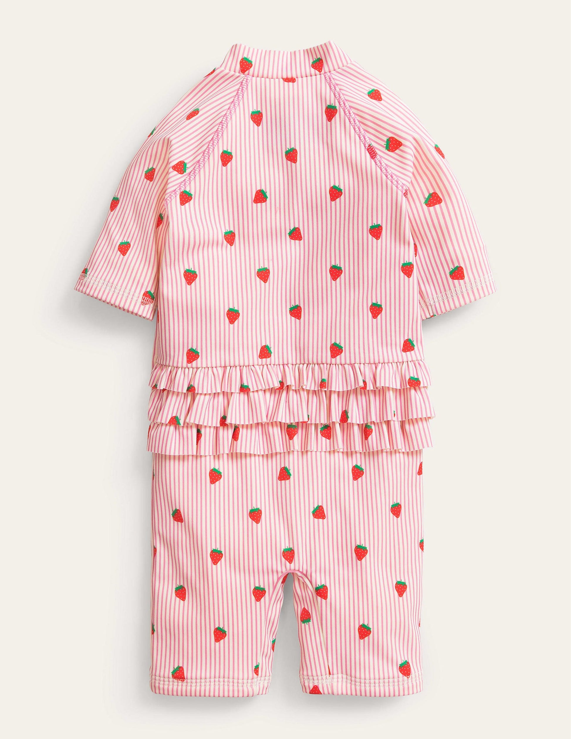 Frilly Sun-Safe Surfsuit-Pink Ivory Stripe-2