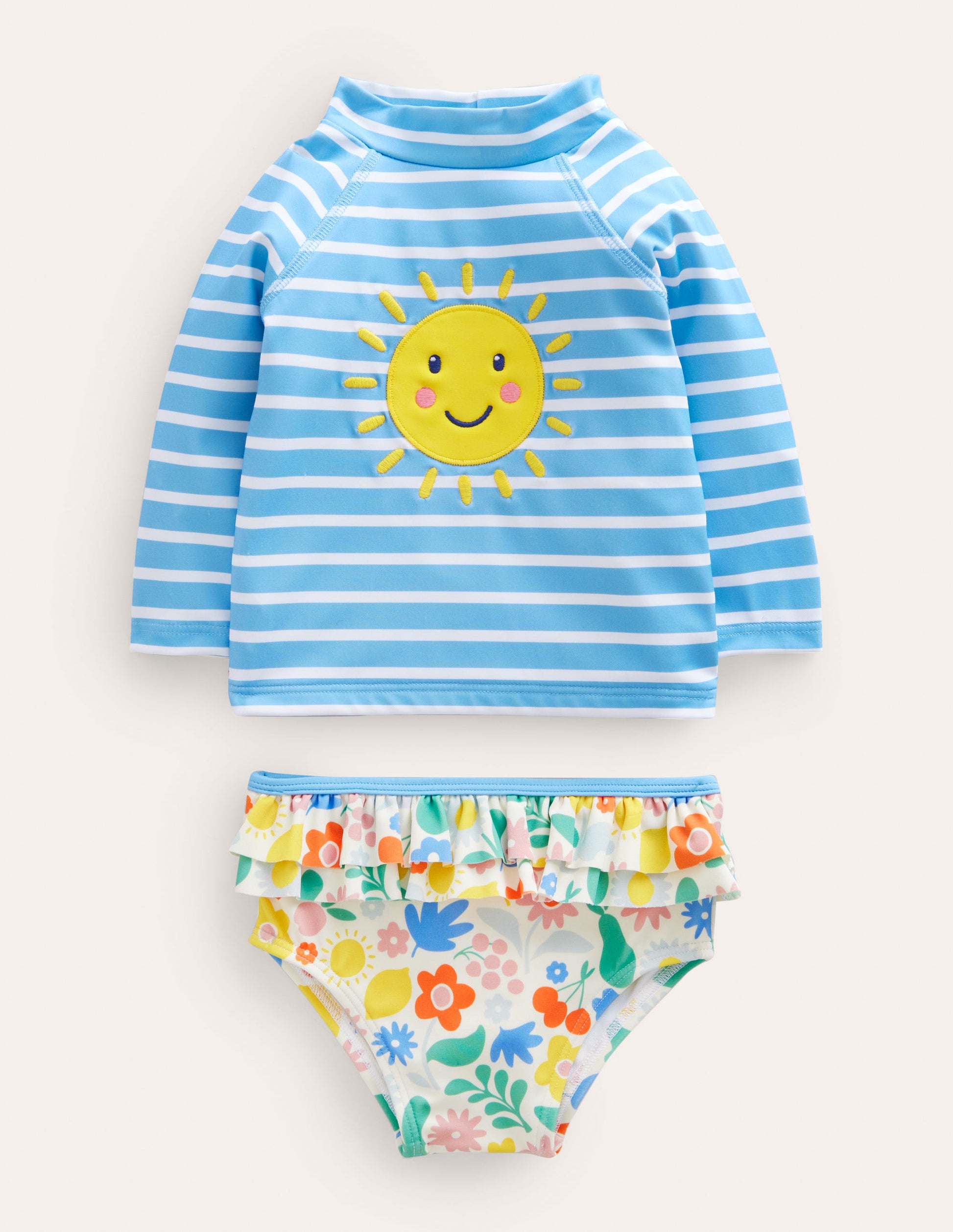 Frill Rash Vest Set-Multi Holiday Floral-1
