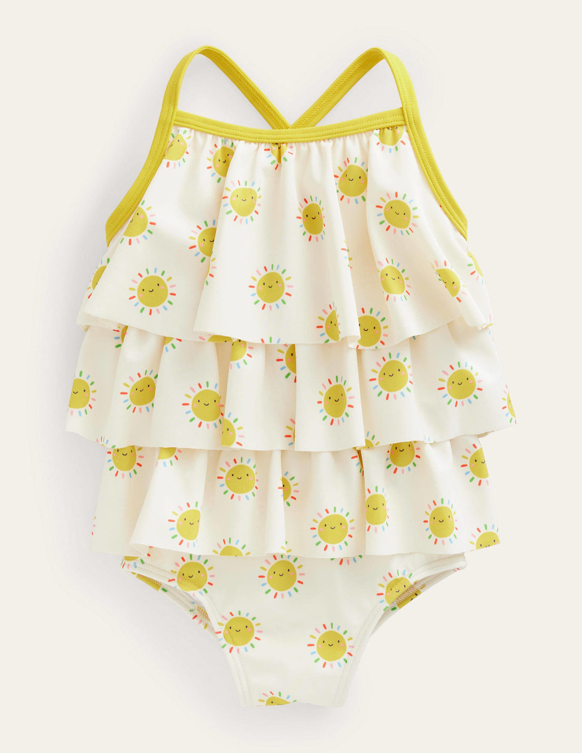 Tiered Frilly Swimsuit-Multi Rainbow Suns - Image 1