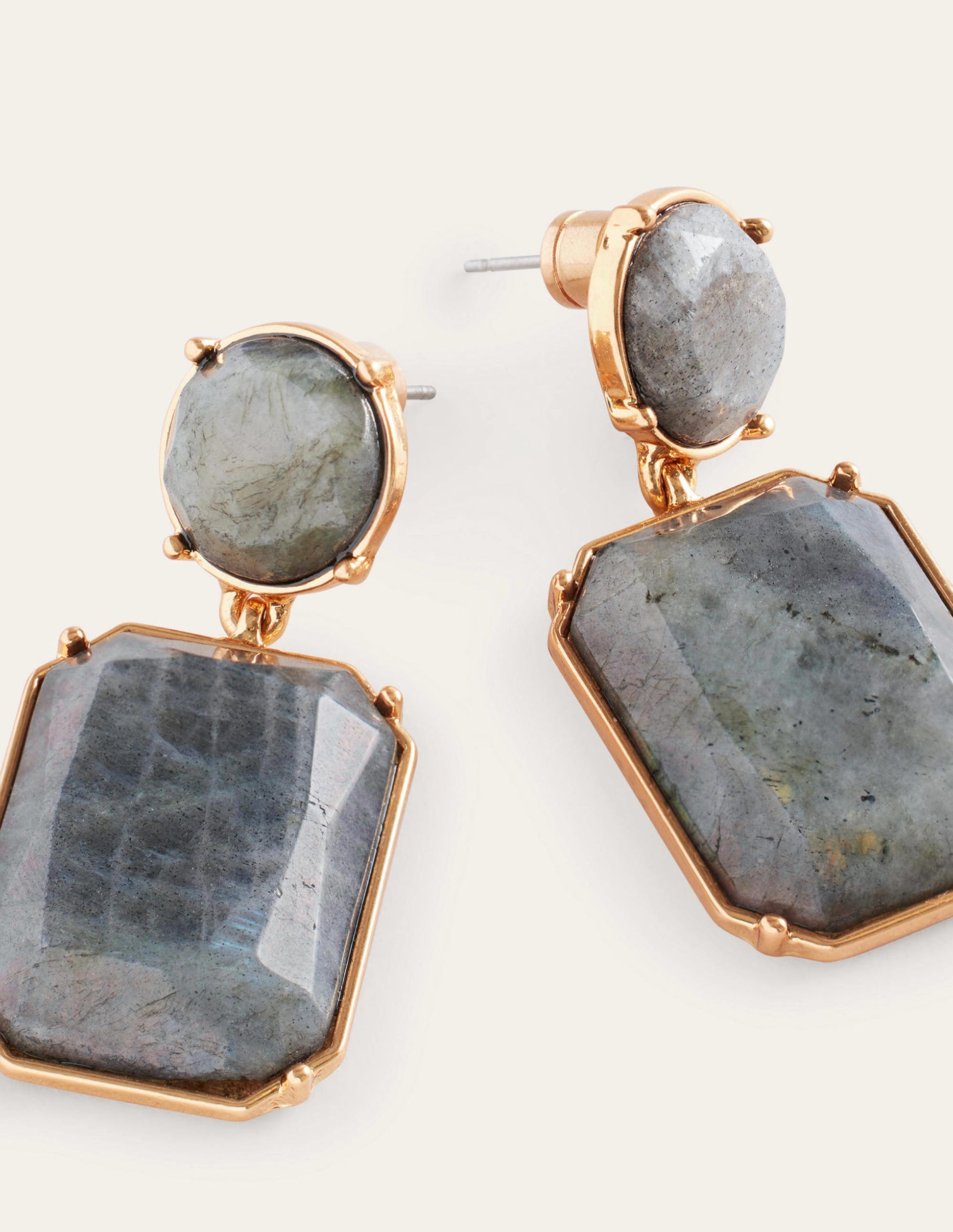 Semi-Precious Drop Earrings-Black-3