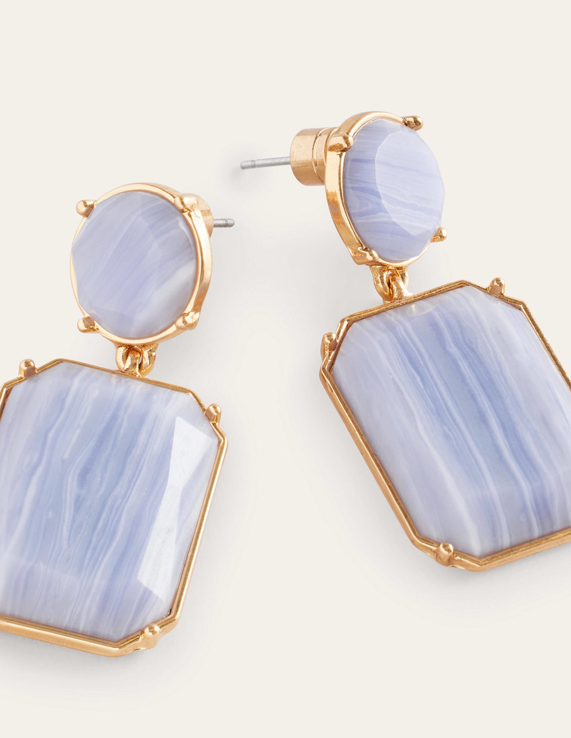 Semi-Precious Drop Earrings-Blue - Image 3