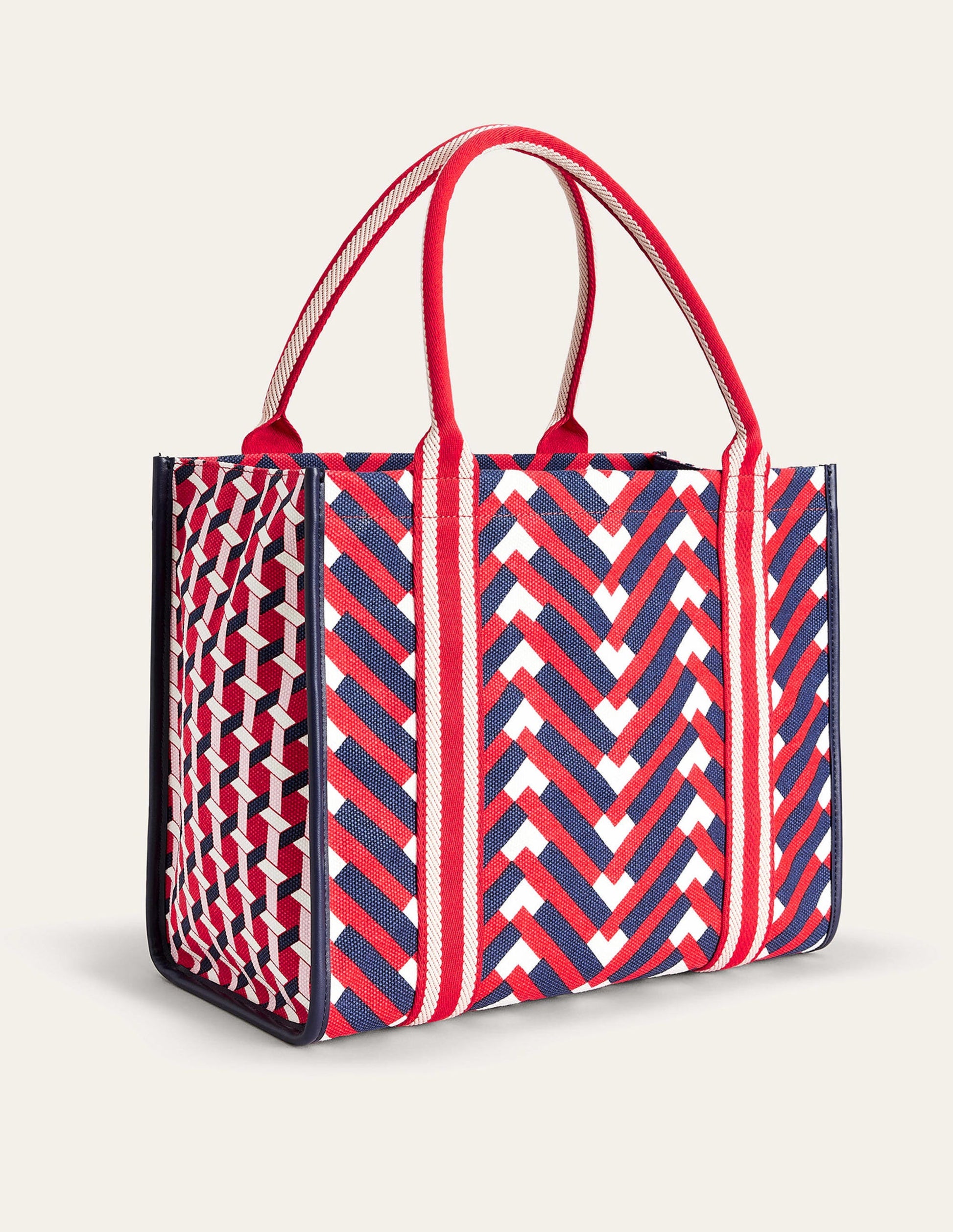 Tilda Canvas Tote Bag-Hot Pepper Chevron Geo-3