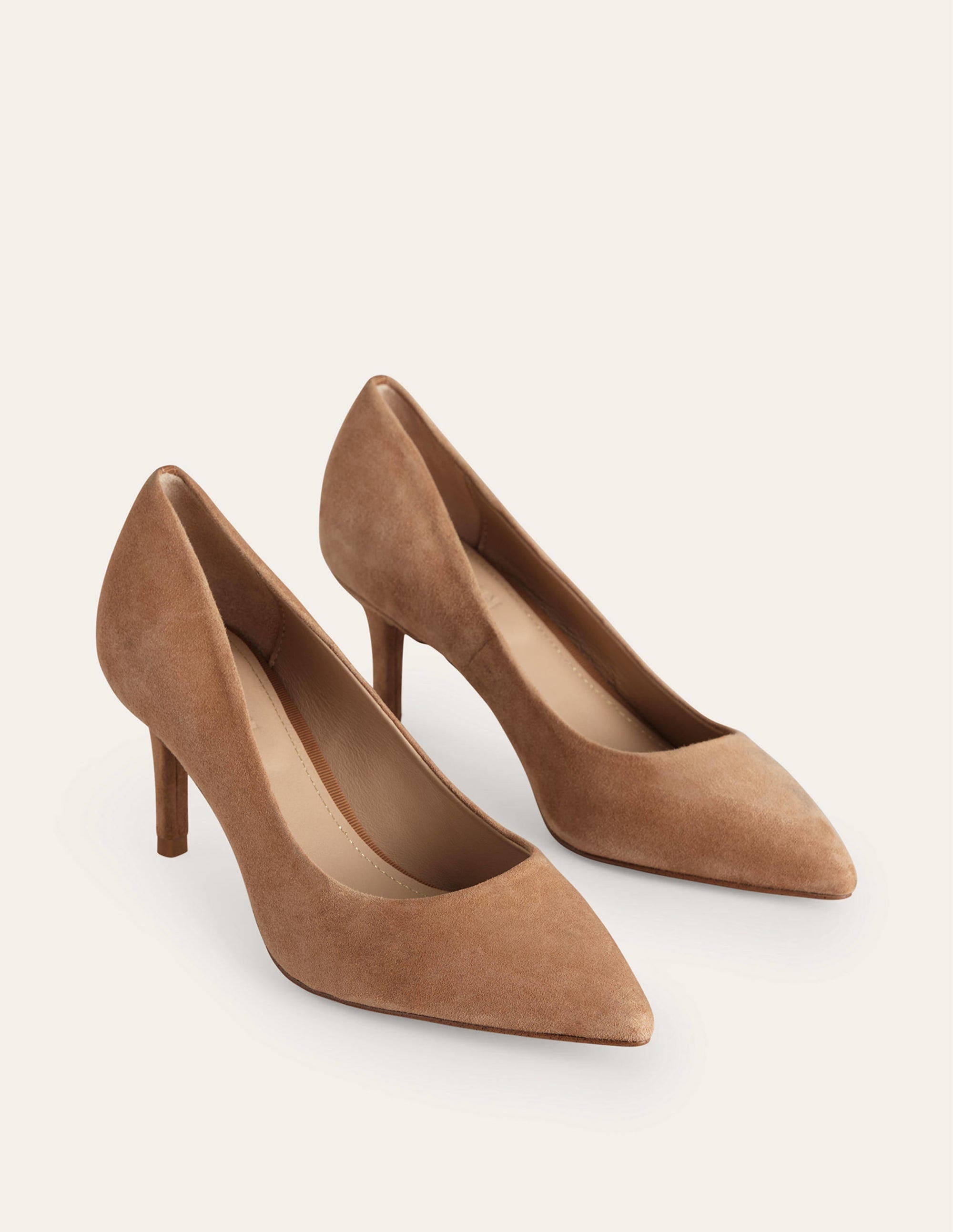Lara Mid-Heeled Court Shoes-Maple Sugar Suede - Image 3