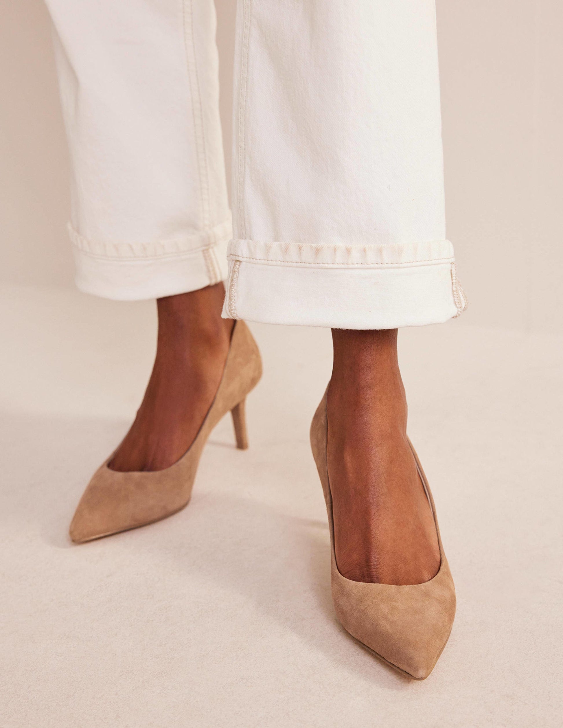 Lara Mid-Heeled Court Shoes-Maple Sugar Suede-1