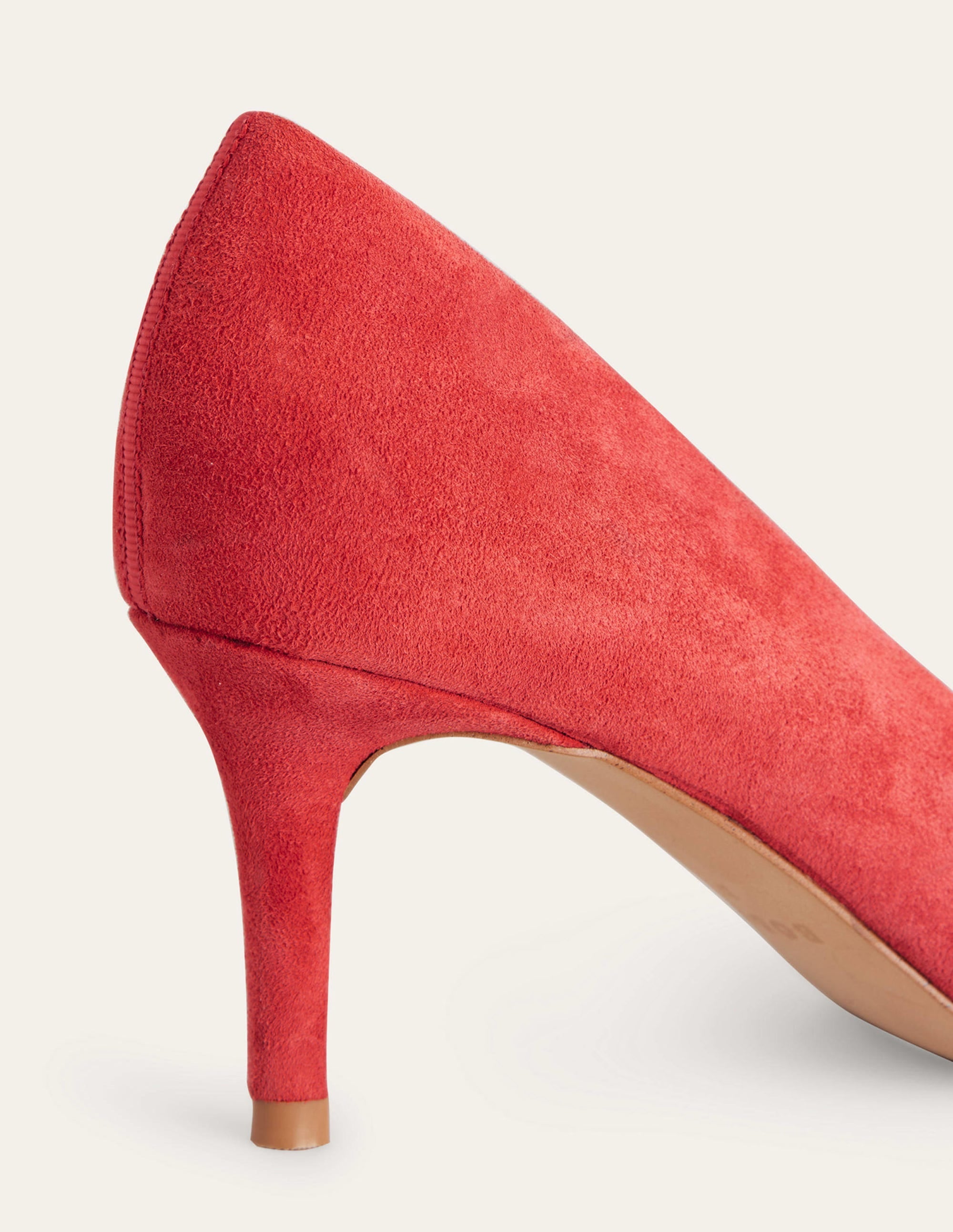 Lara Mid-Heeled Court Shoes-Hot Pepper Red Suede - Image 4