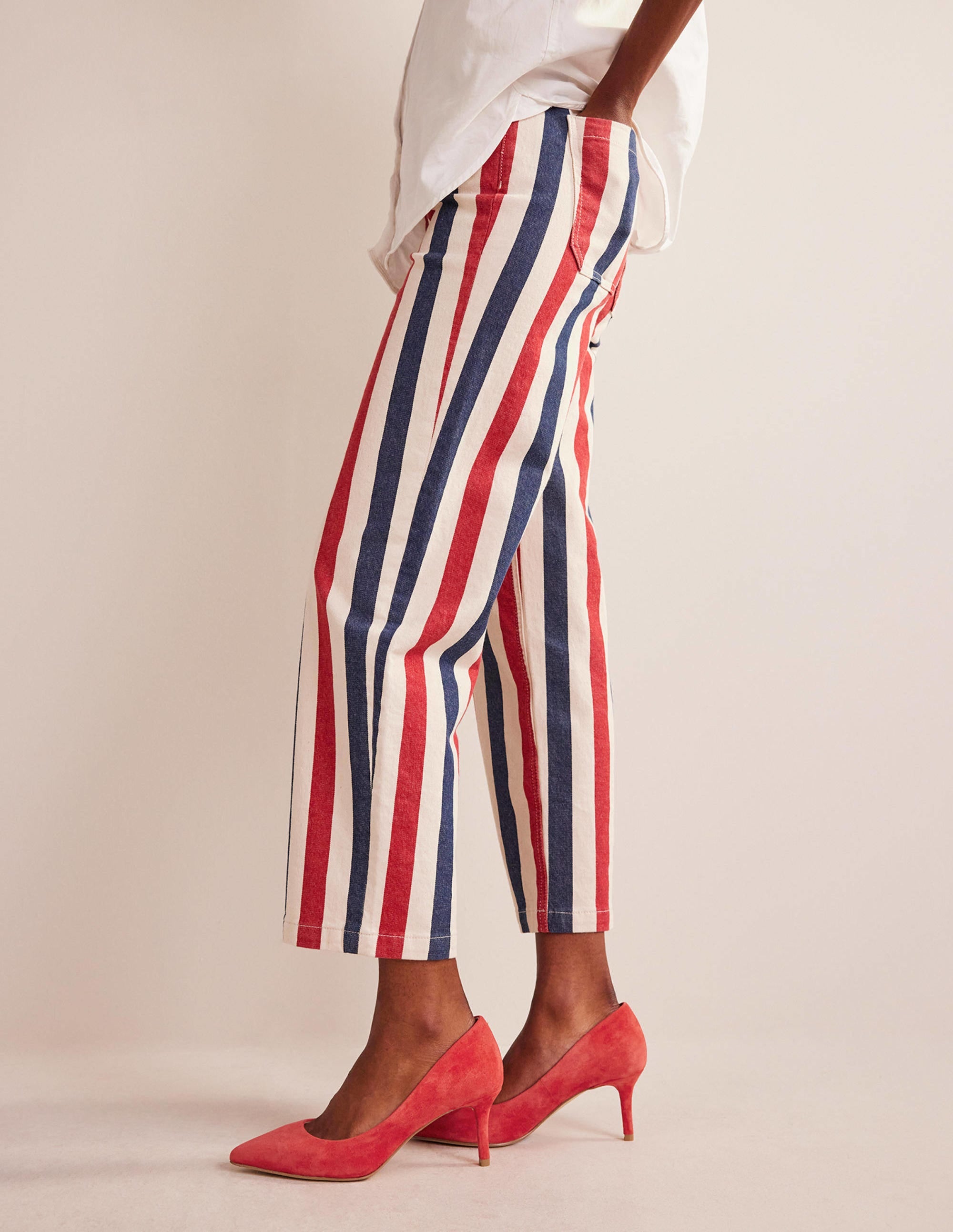 Lara Mid-Heeled Court Shoes-Hot Pepper Red Suede - Image 1