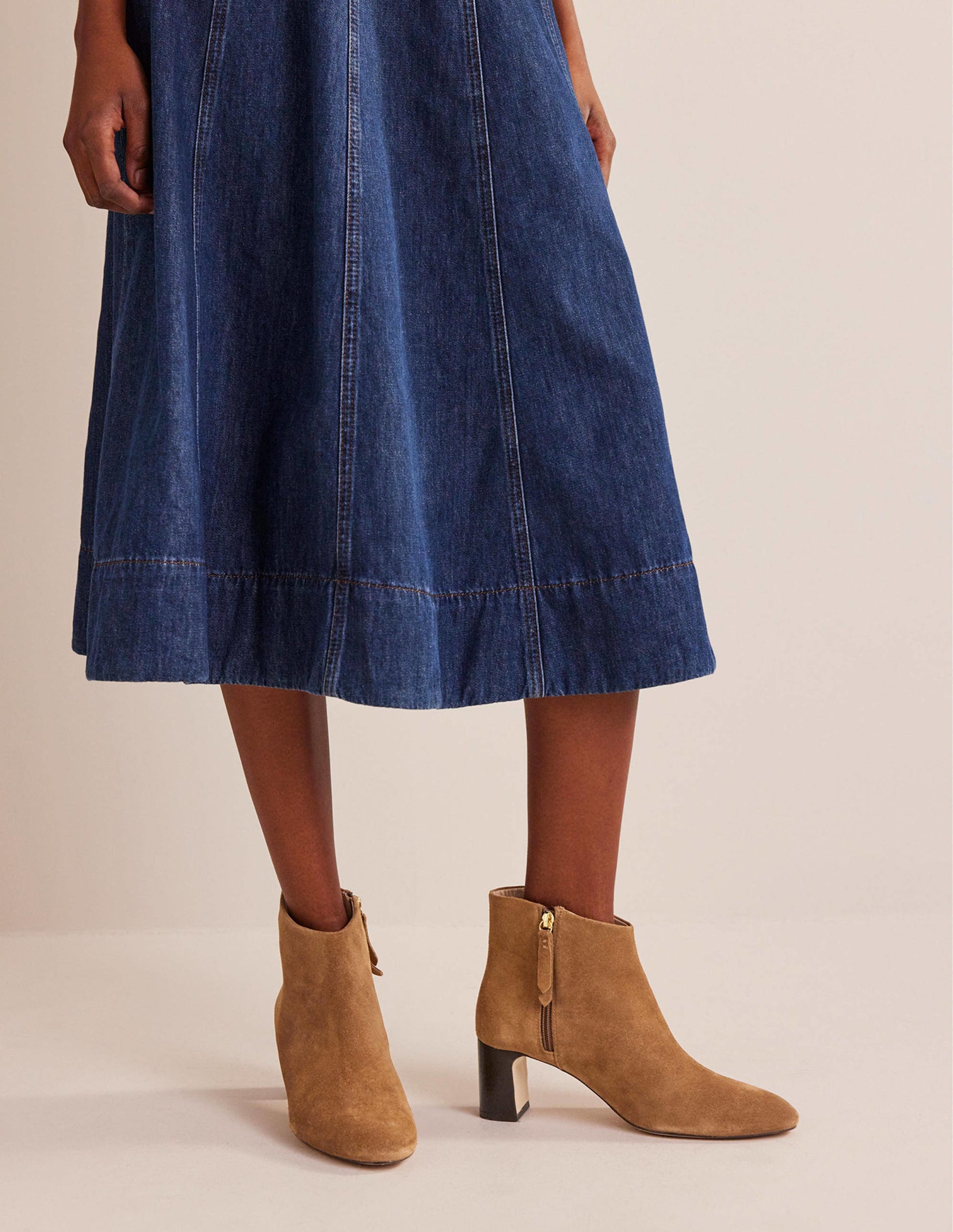 Suede Ankle Boots-Golden Brown-1