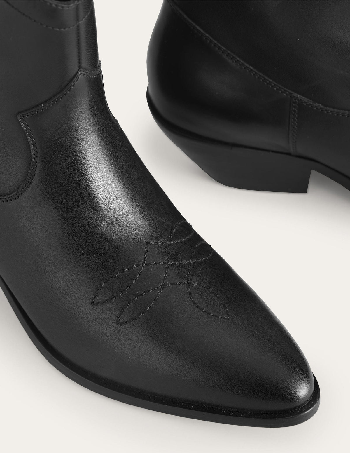 Western Ankle Boots-Black Leather - Image 3