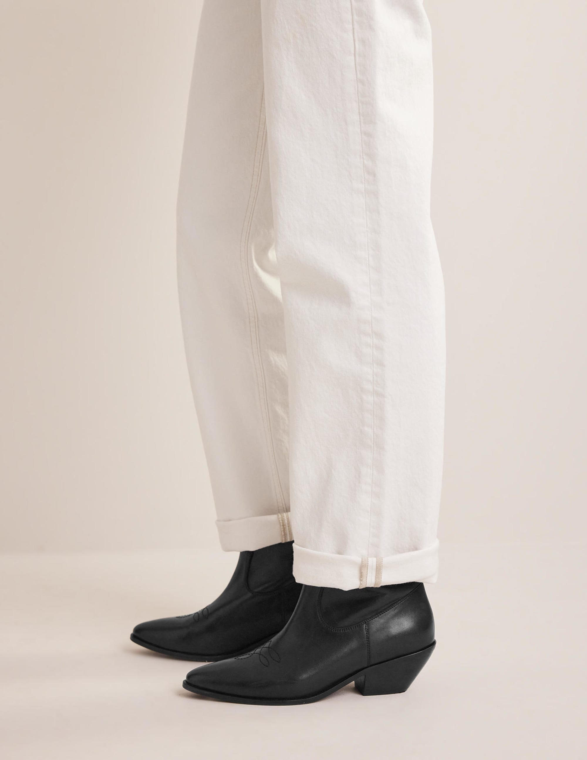 Western Ankle Boots-Black Leather | Boden UK