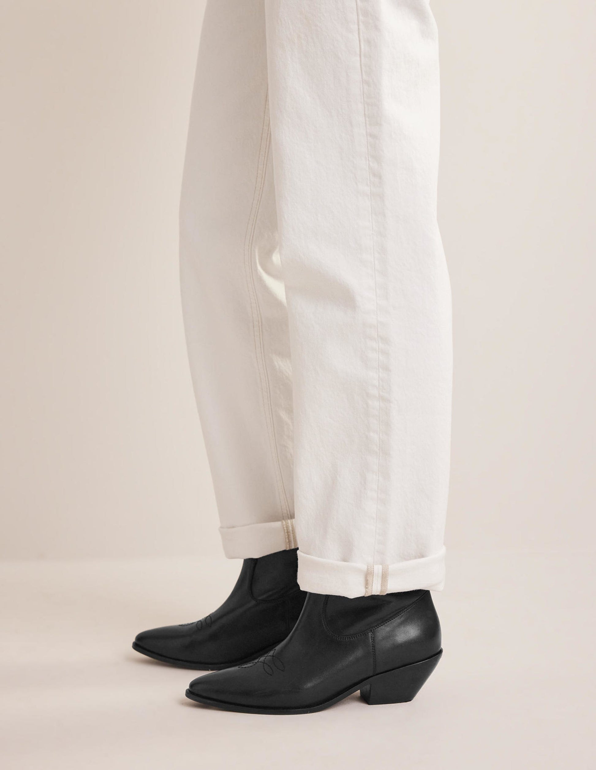 Western Ankle Boots-Black Leather-4