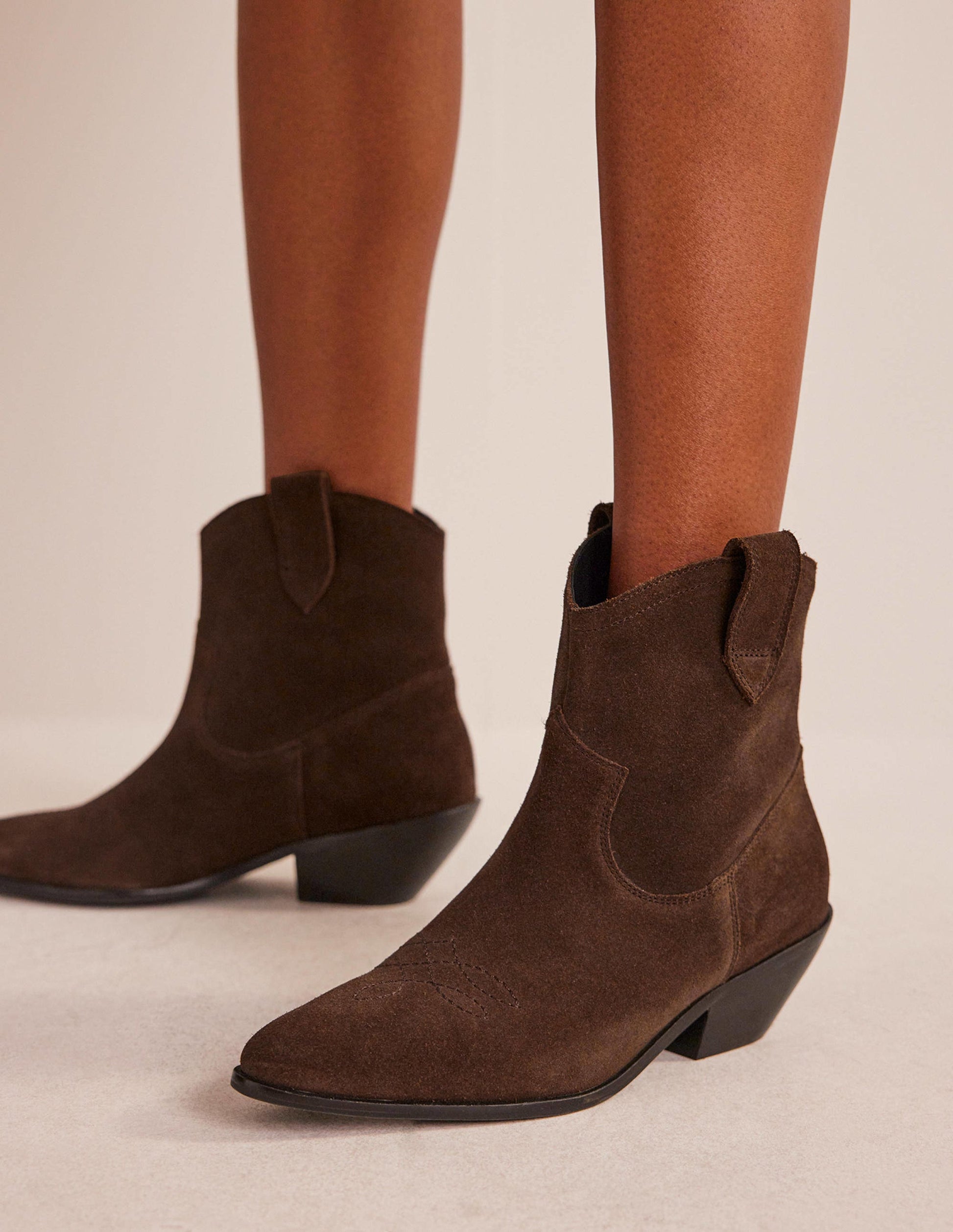 Western Ankle Boots-Chocolate Suede-4