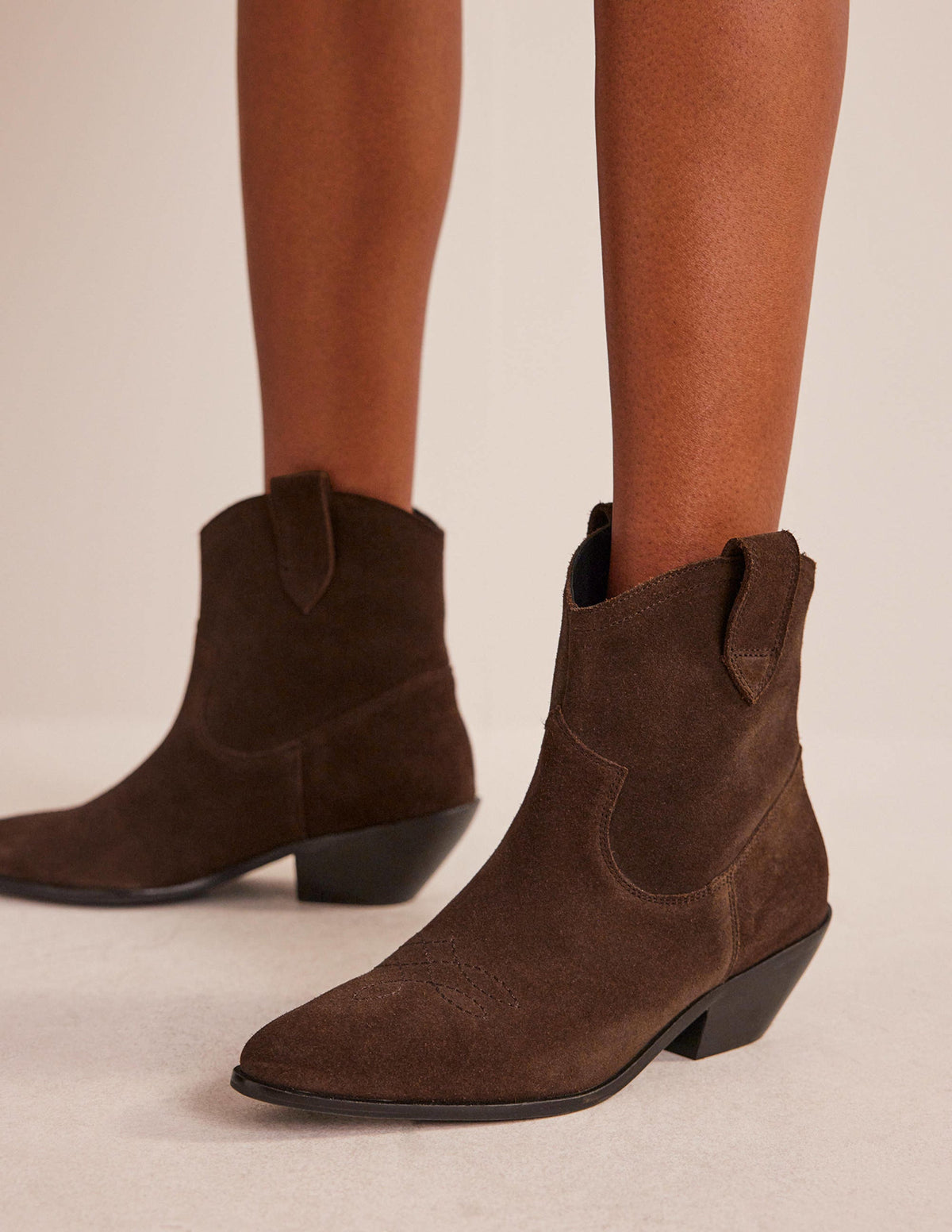 Western Ankle Boots-Chocolate Suede - Image 4