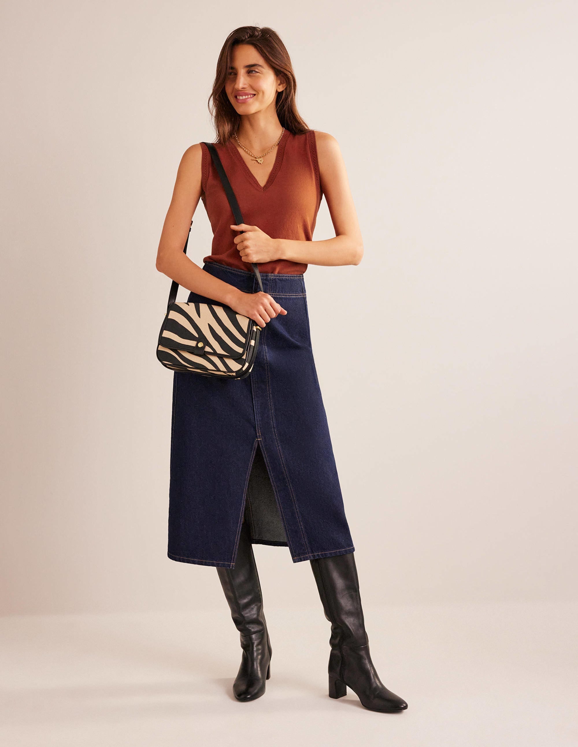 Structured Cross-Body Bag-Beige Tiger - Image 2