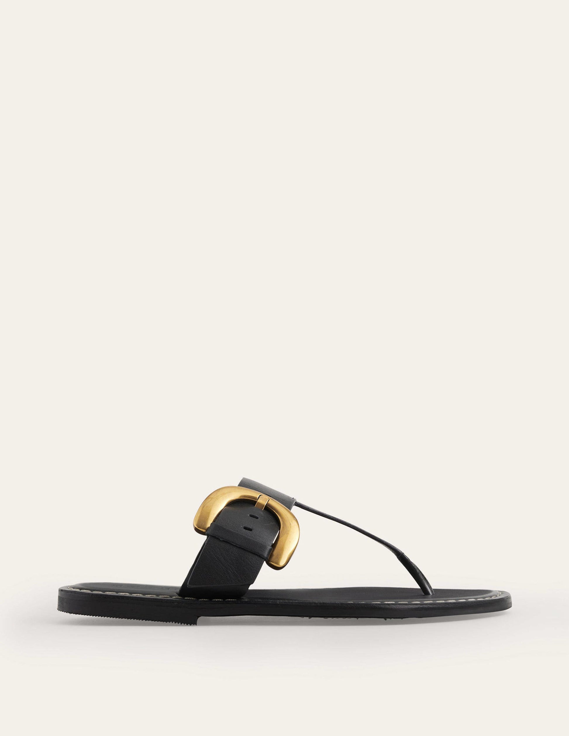 Buckled Toe-Post Sandals-Black-1