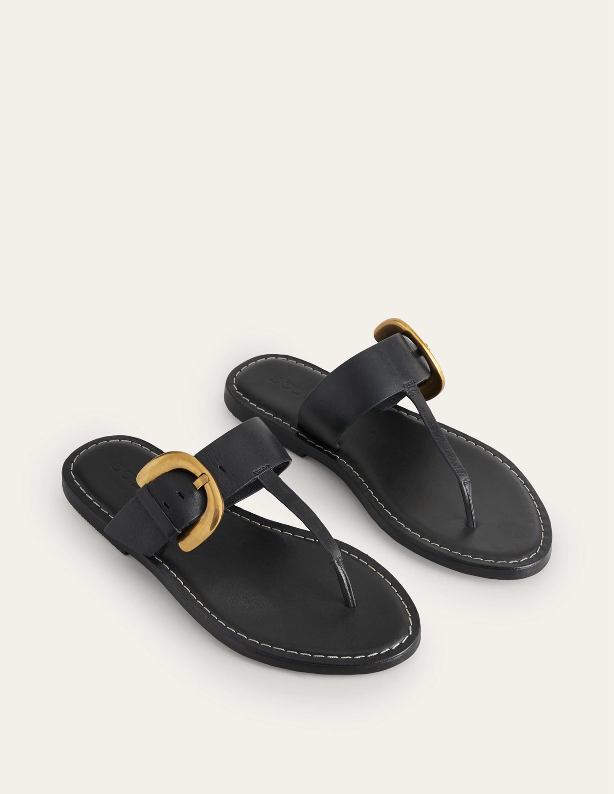Buckled Toe-Post Sandals-Black - Image 2