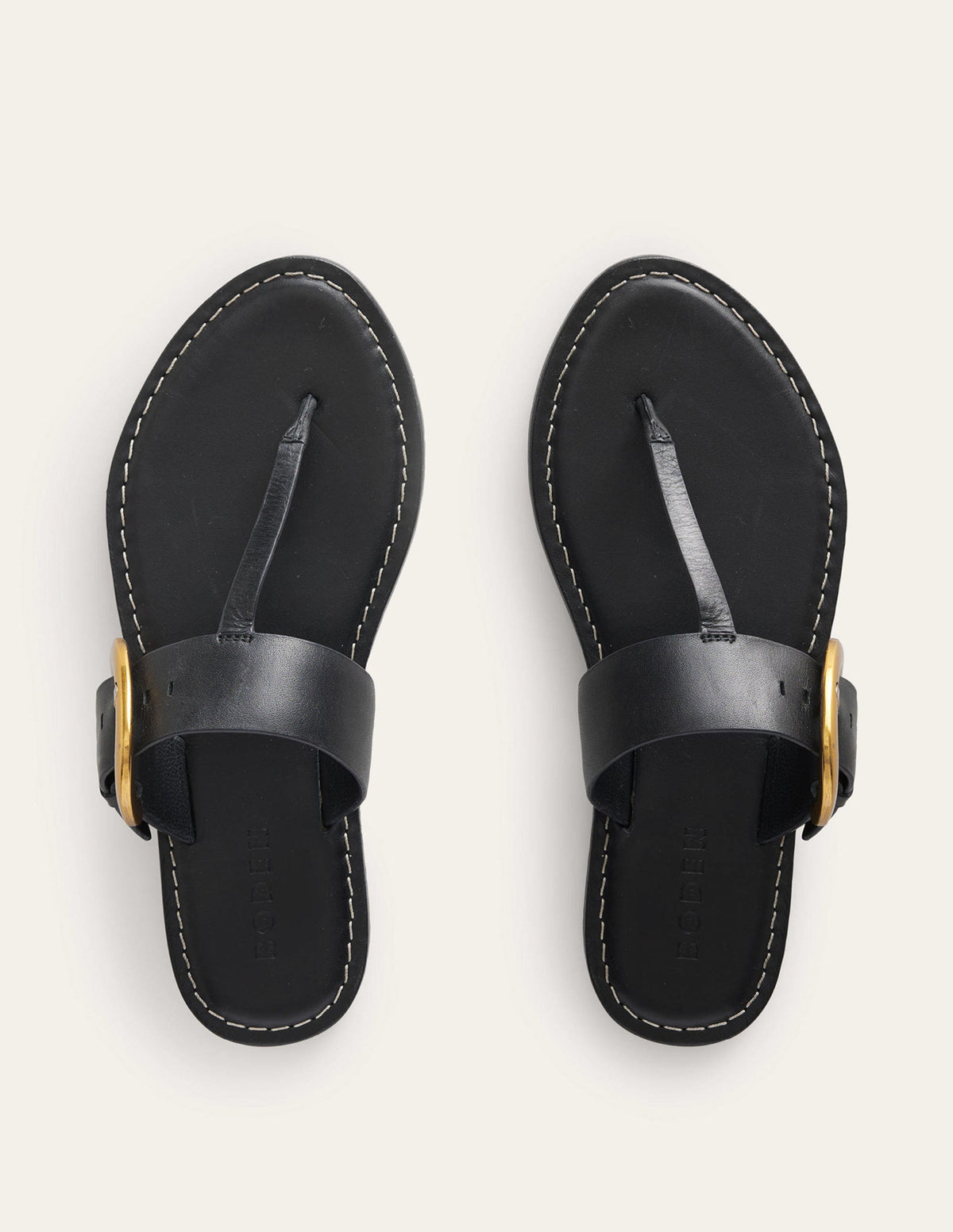 Buckled Toe-Post Sandals-Black - Image 4