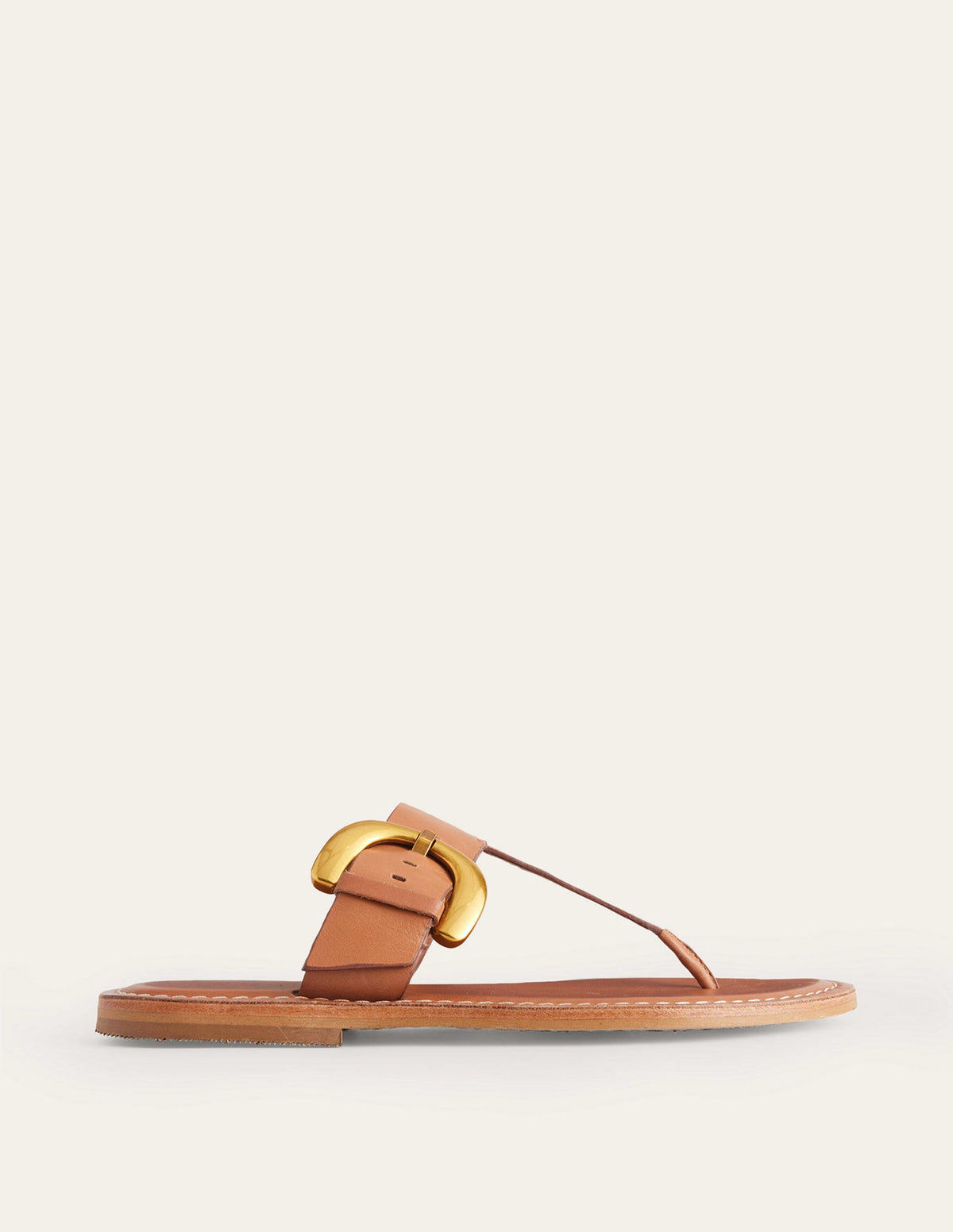 Buckled Toe-Post Sandals-Tan - Image 2