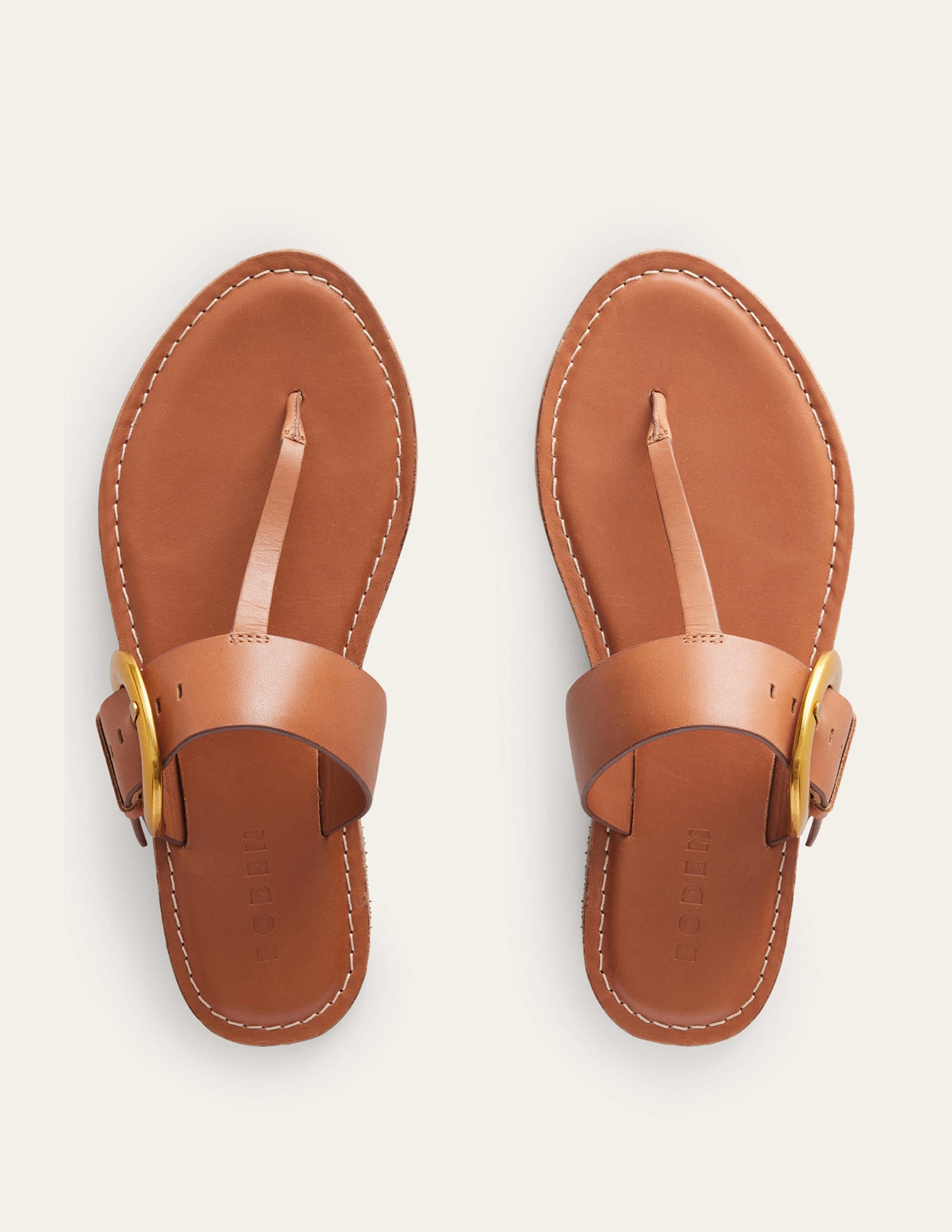 Buckled Toe-Post Sandals-Tan - Image 5