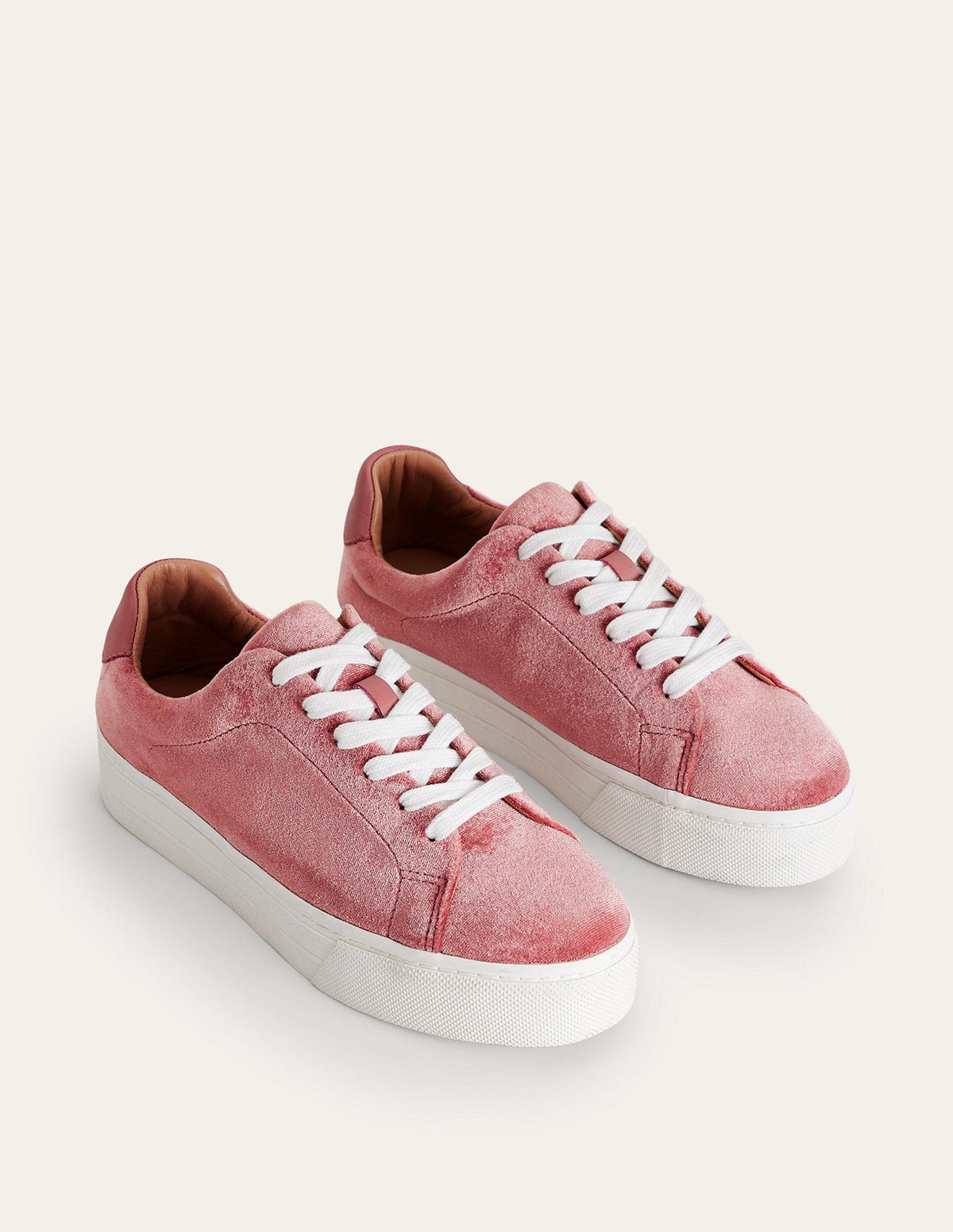 Velvet Flatform Trainer-Dusty Rose Velvet - Image 3