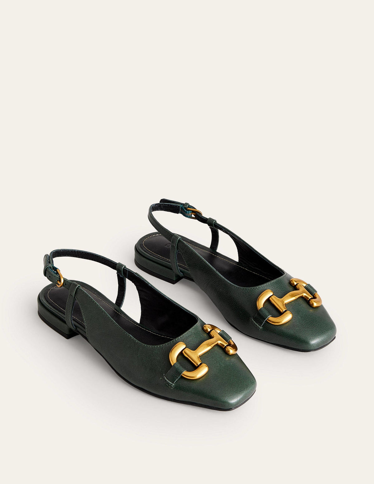 Iris Snaffle Slingback Flats-Winter Green Leather-4