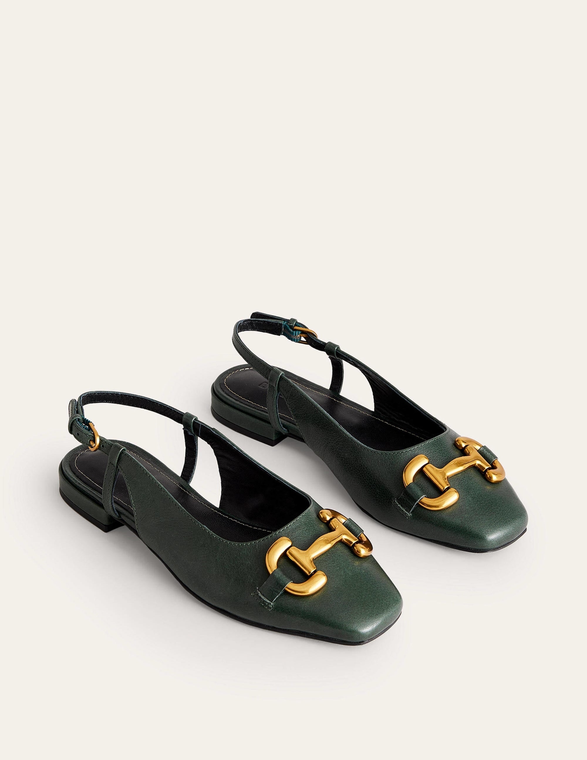 Iris Snaffle Slingback Flats-Winter Green Leather - Image 4