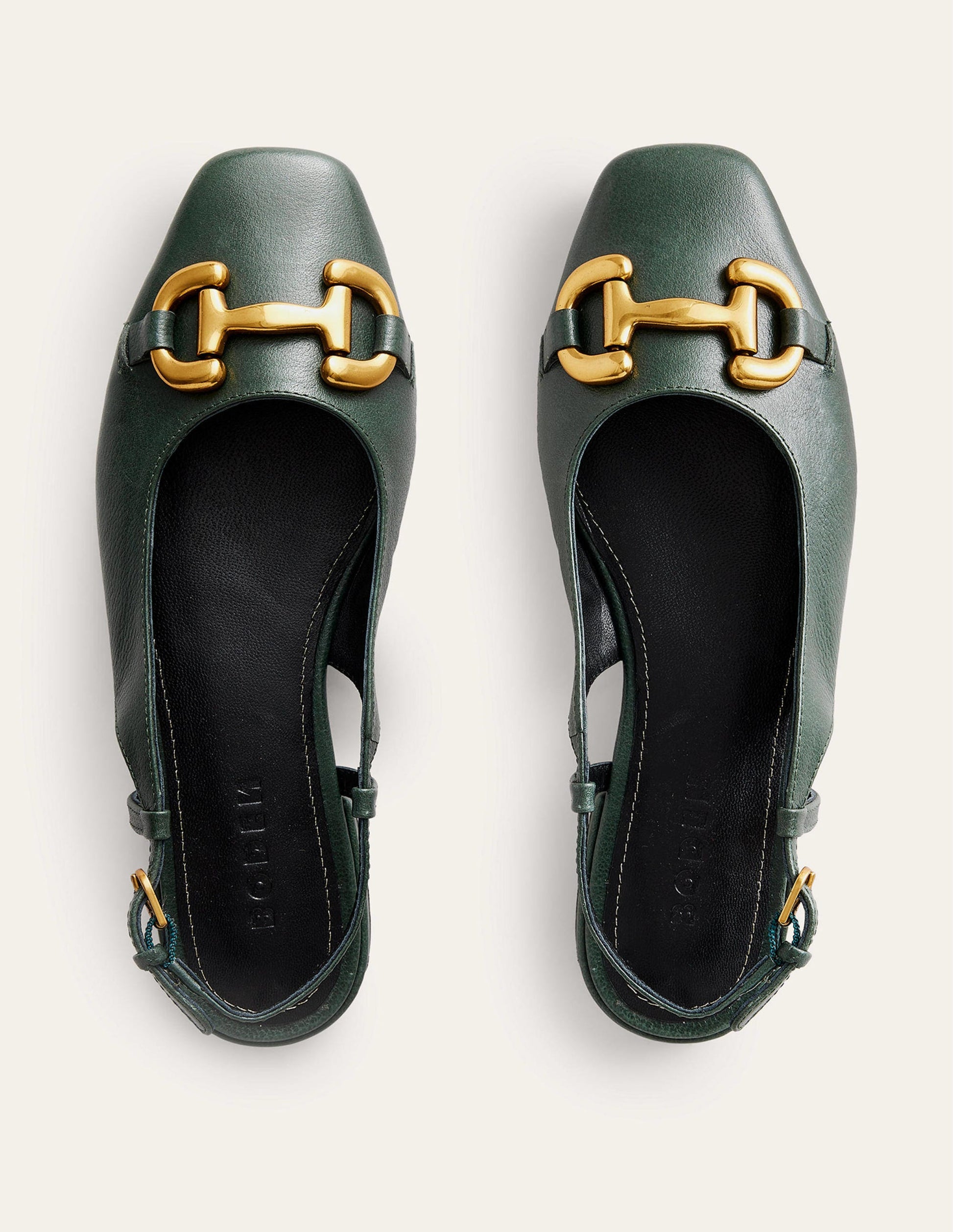 Iris Snaffle Slingback Flats-Winter Green Leather-6