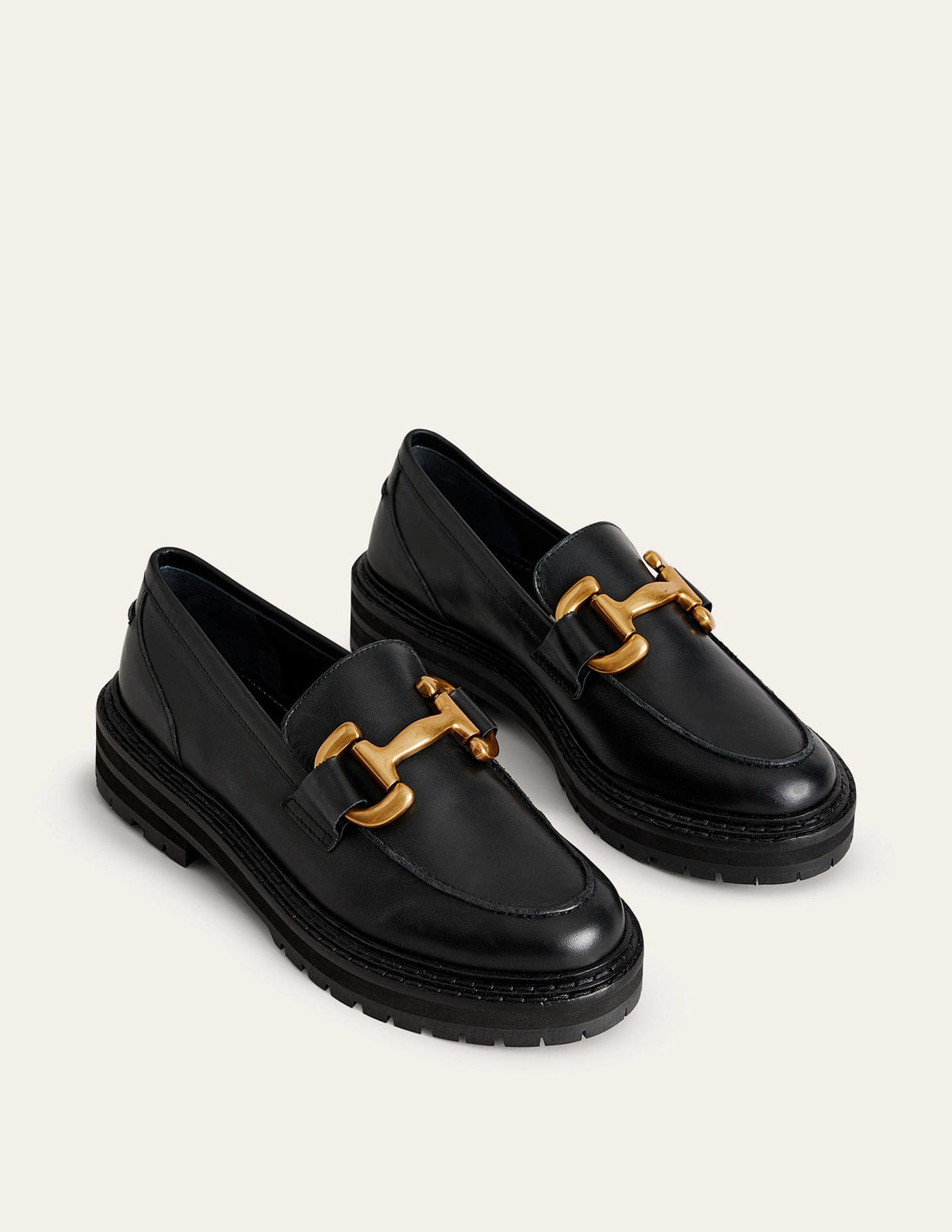 Iris Snaffle Chunky Loafers-Black Box Leather-4