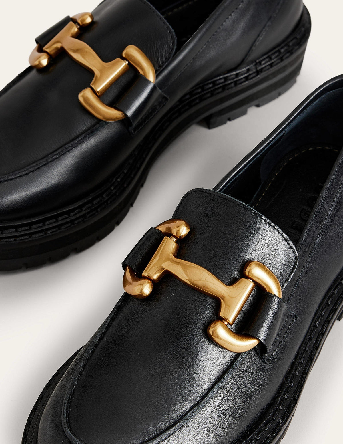Iris Snaffle Chunky Loafers-Black Box Leather-5