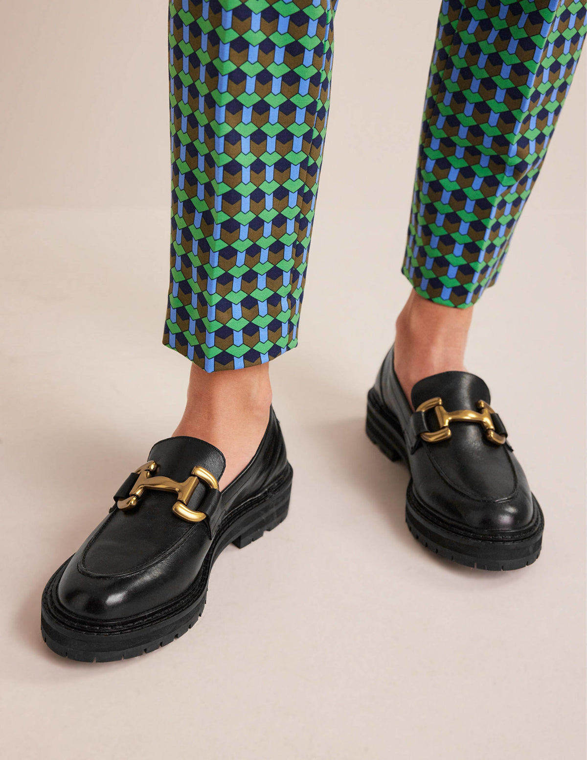 Iris Snaffle Chunky Loafers-Black Box Leather - Image 1