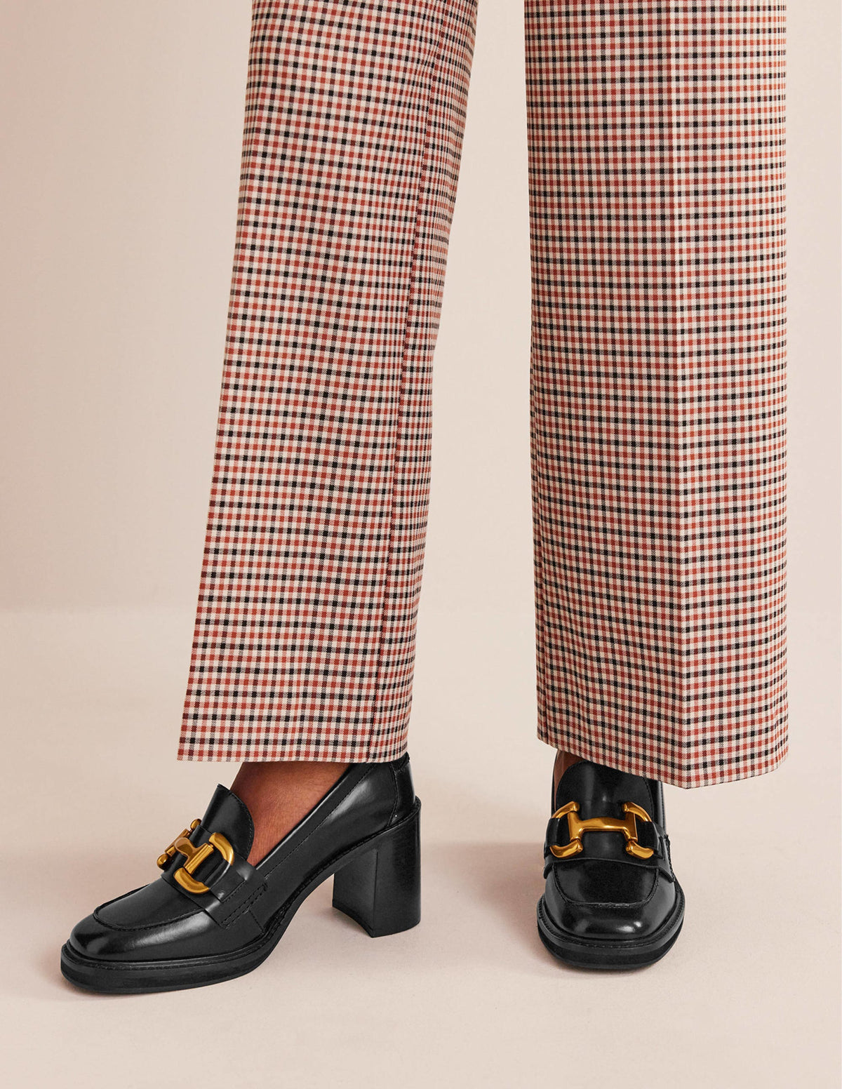 Iris Snaffle Heeled Loafers-Black Calf Leather - Image 2