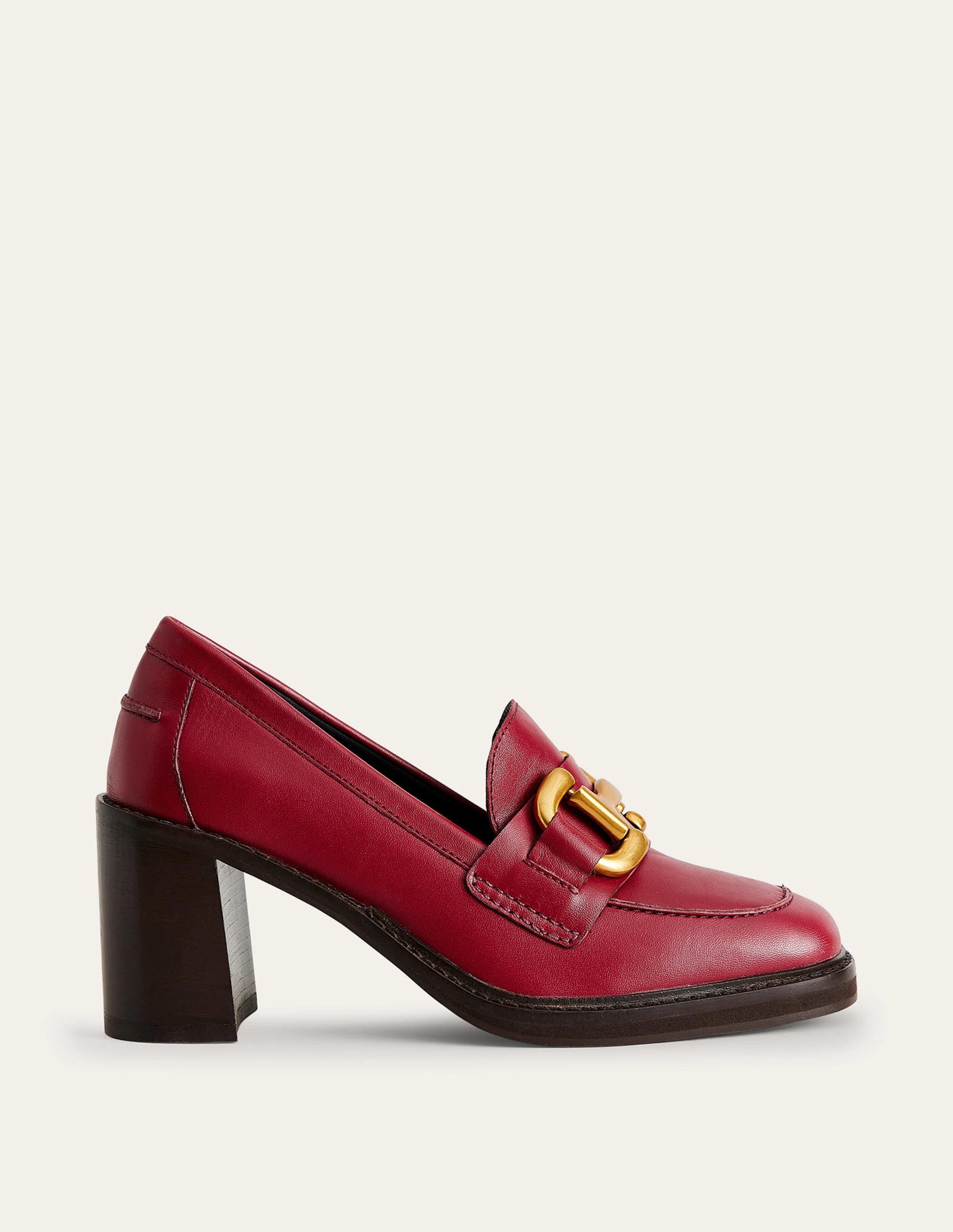 Iris Snaffle Heeled Loafers-Dark Red Leather - Image 3