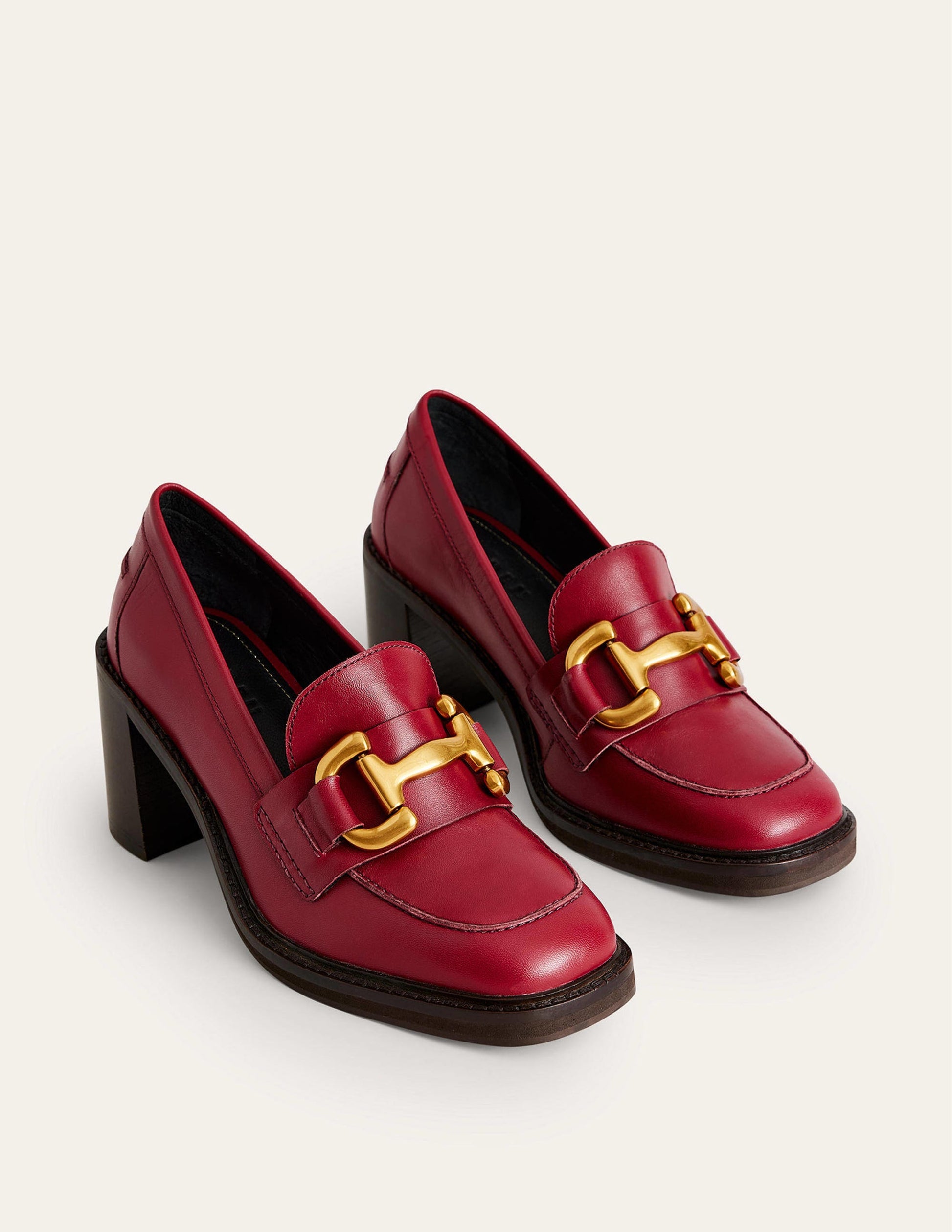 Iris Snaffle Heeled Loafers-Dark Red Leather-4