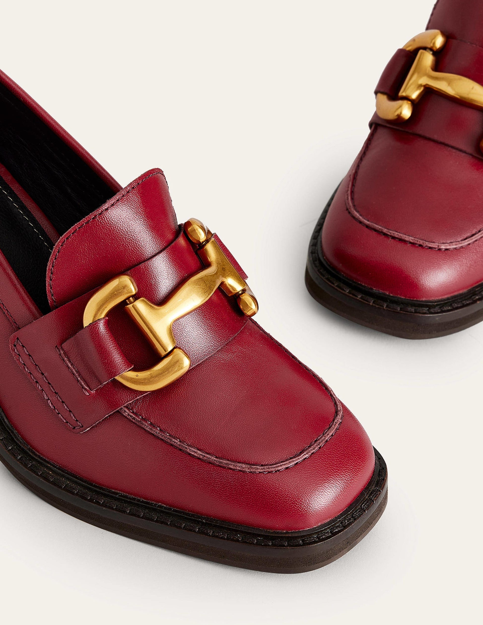 Iris Snaffle Heeled Loafers-Dark Red Leather-5