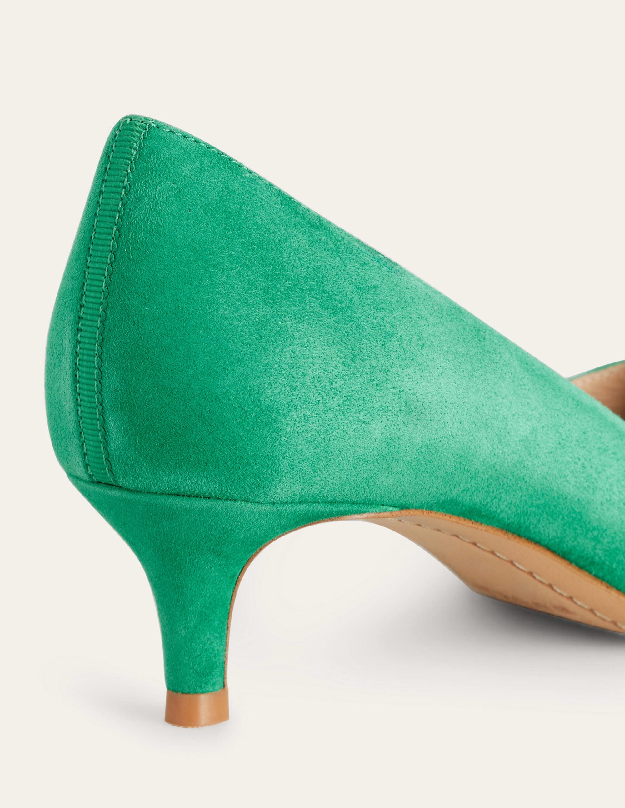 Lara Low-Heeled Court Shoes-Meadow Green Suede - Image 3
